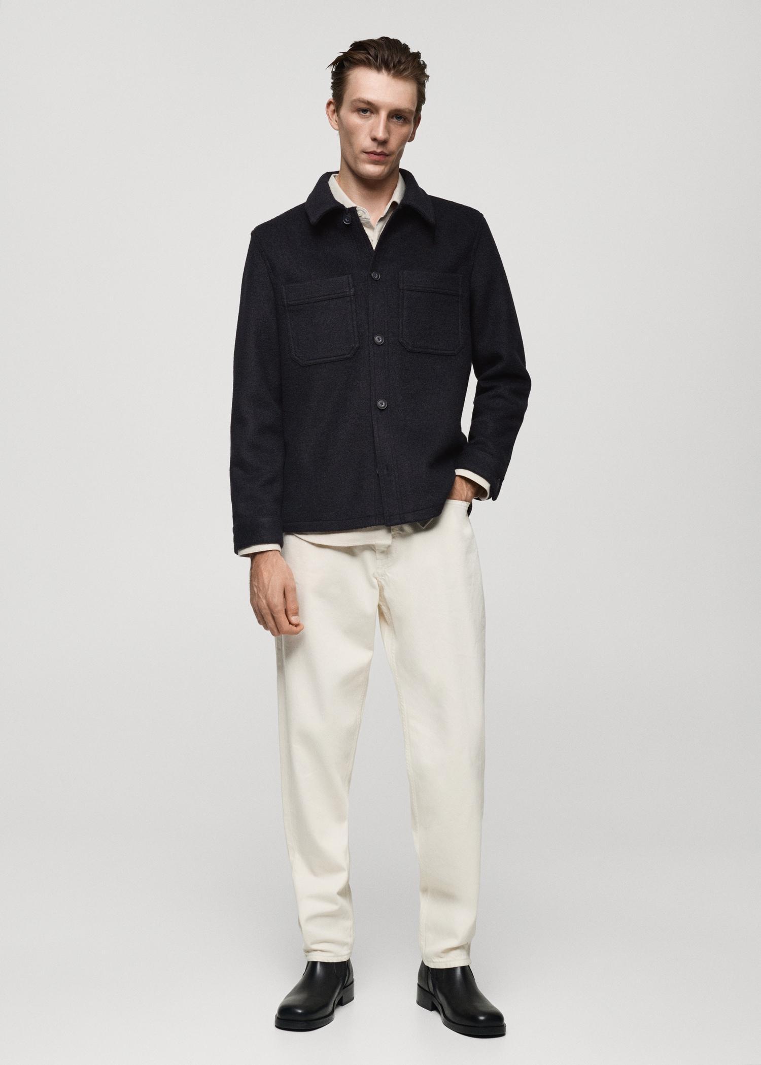 Wool jacket with pockets - Men | MANGO USA Product Image