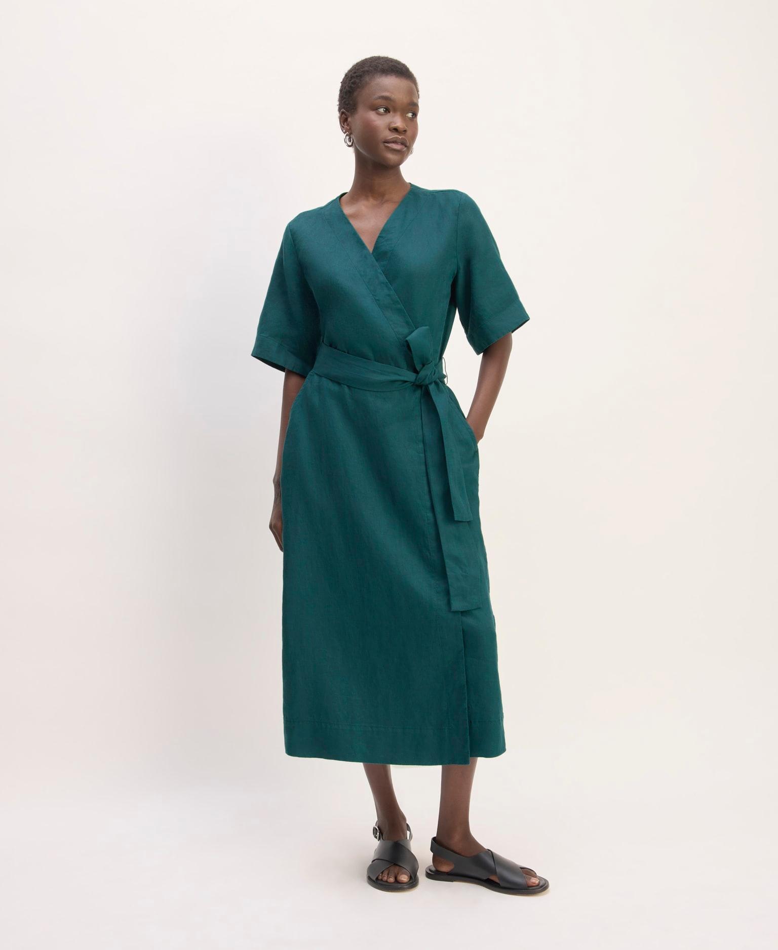 The Wrap Dress in Linen Product Image