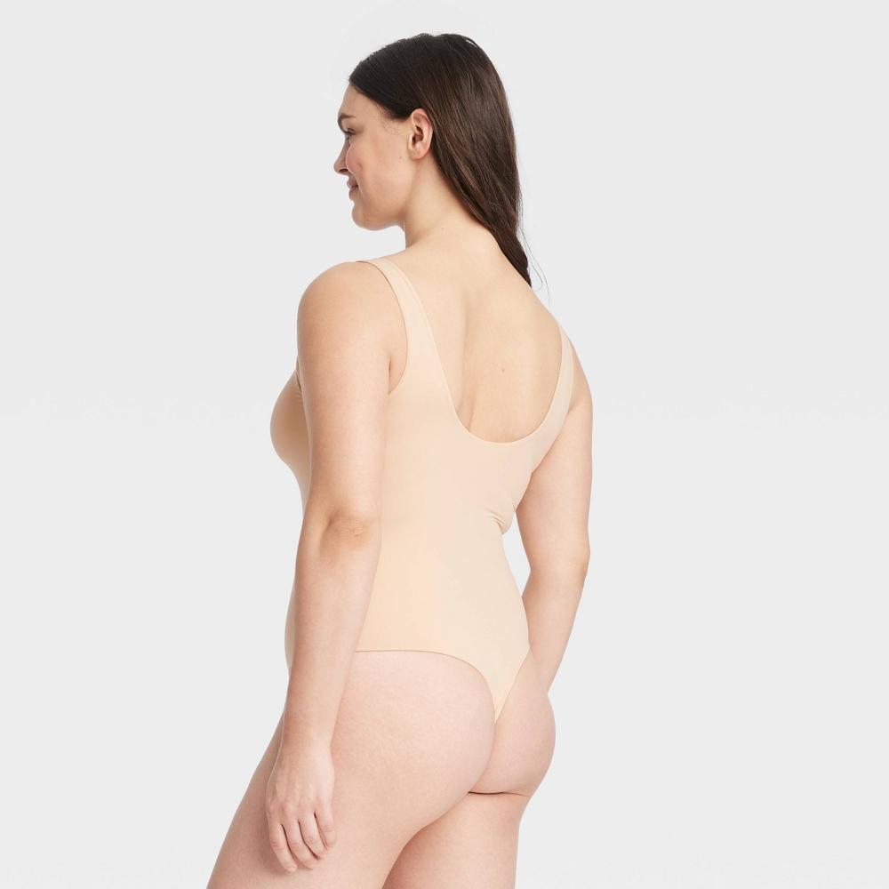 Womens 4-Way Stretch Tank Bodysuit - Auden Beige M: Nylon Spandex Blend, Scoopneck, Snap Closure Product Image