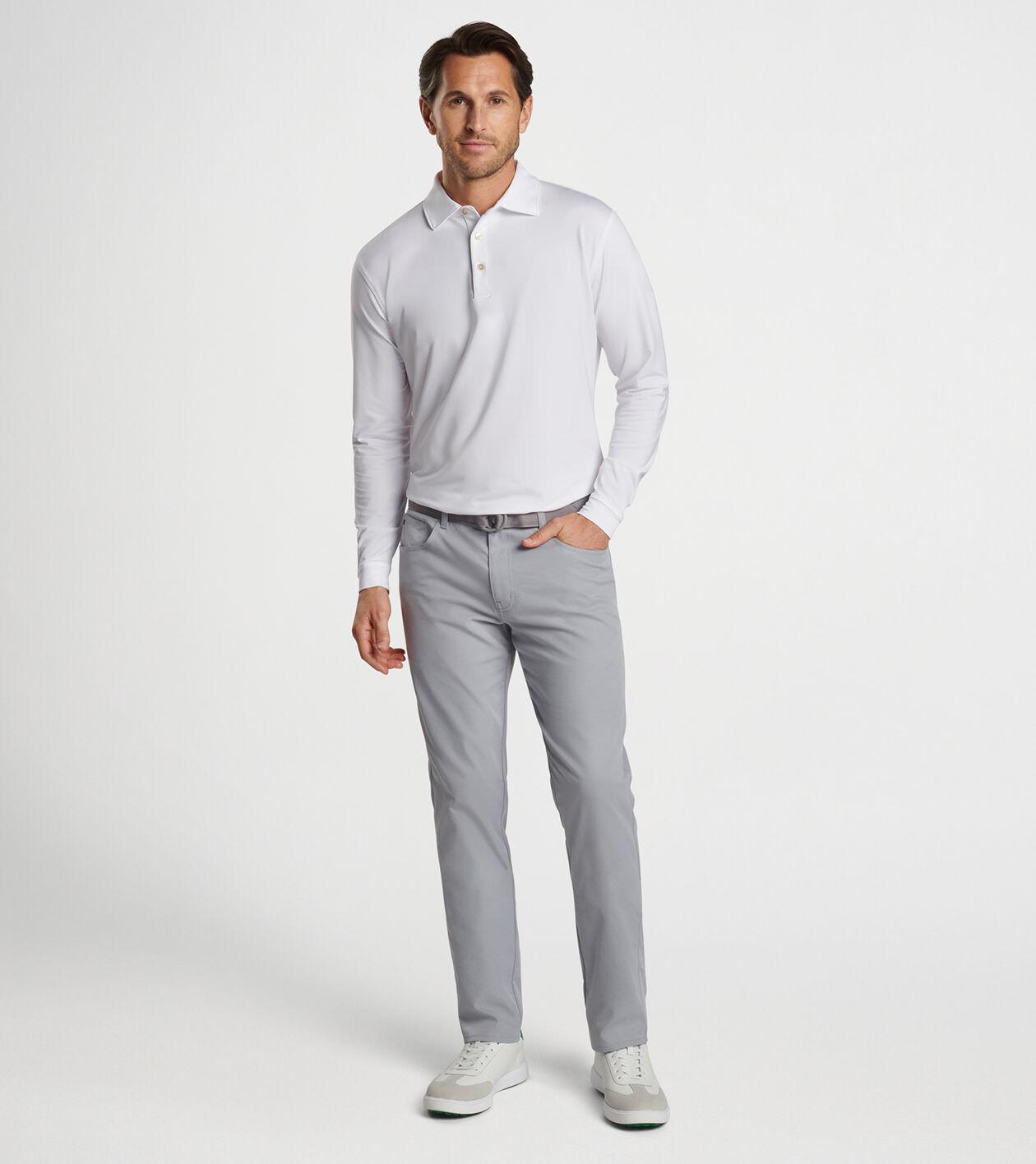 Solid Stretch Jersey Long Sleeve Polo Product Image