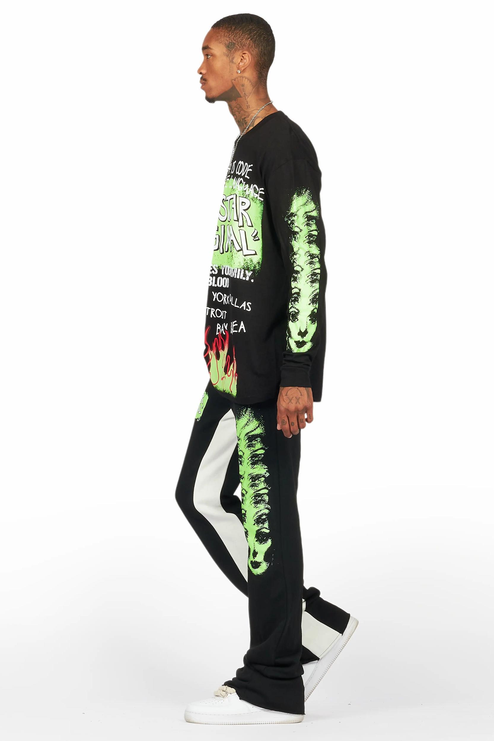 Beno Black Long Sleeve T-Shirt/Baggy Pant Set Male Product Image
