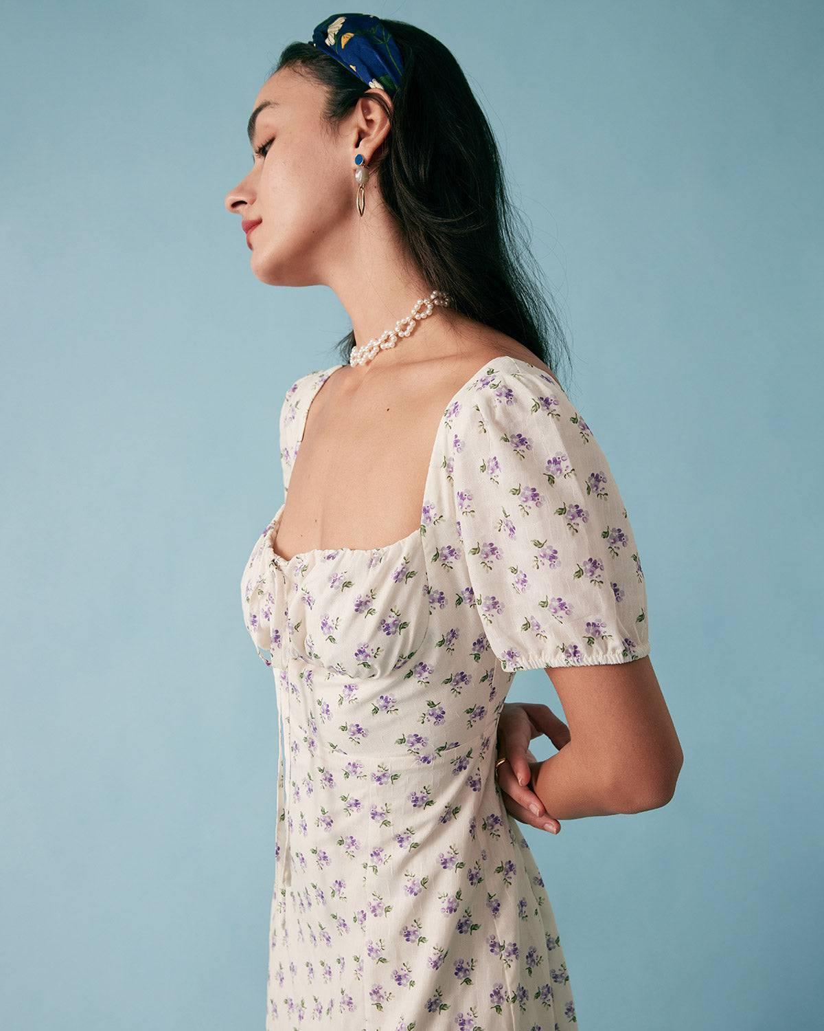 The Short Sleeve Floral Ruched Midi Dress Female Product Image