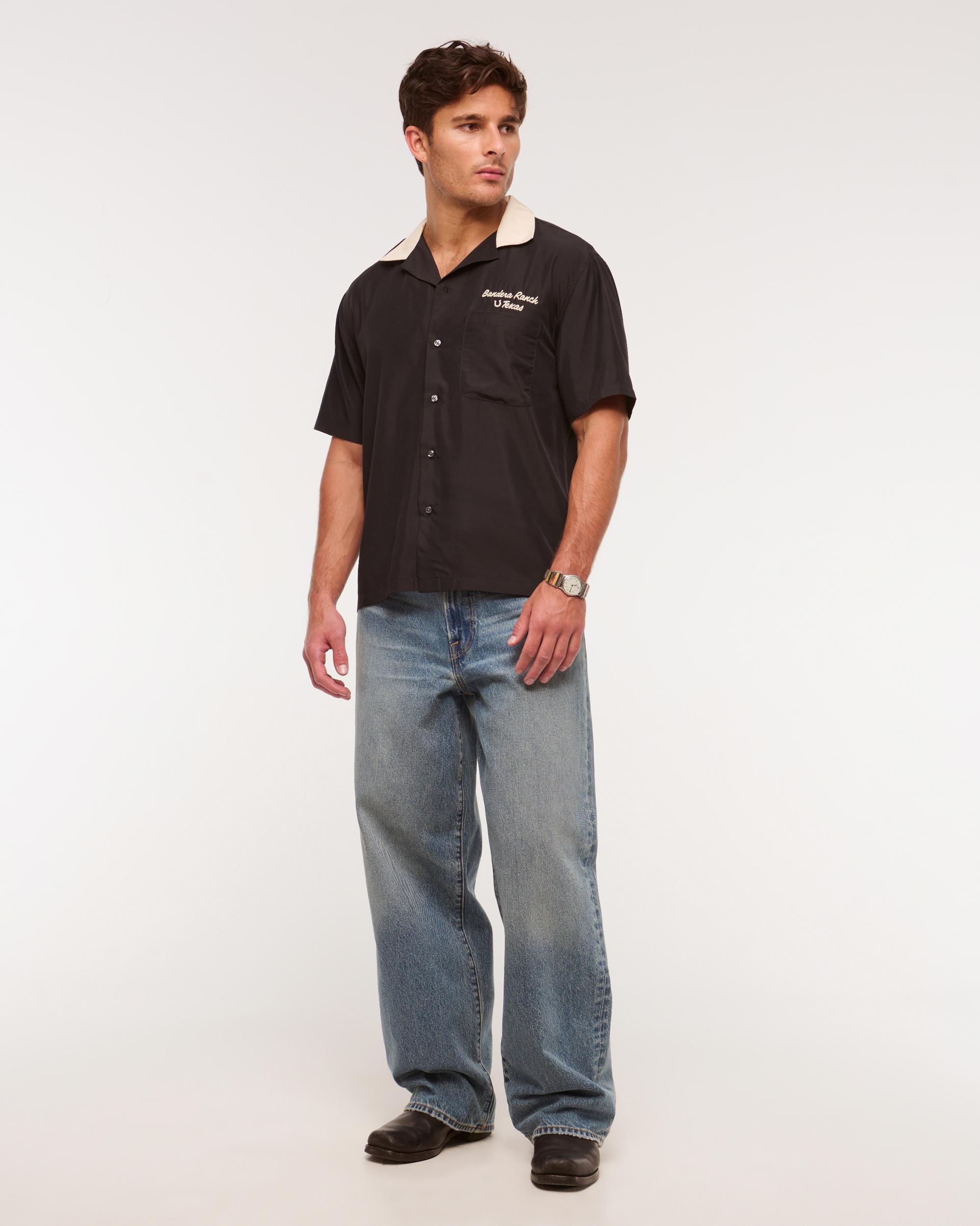 Short-Sleeve Cupro Button-Up Shirt Product Image