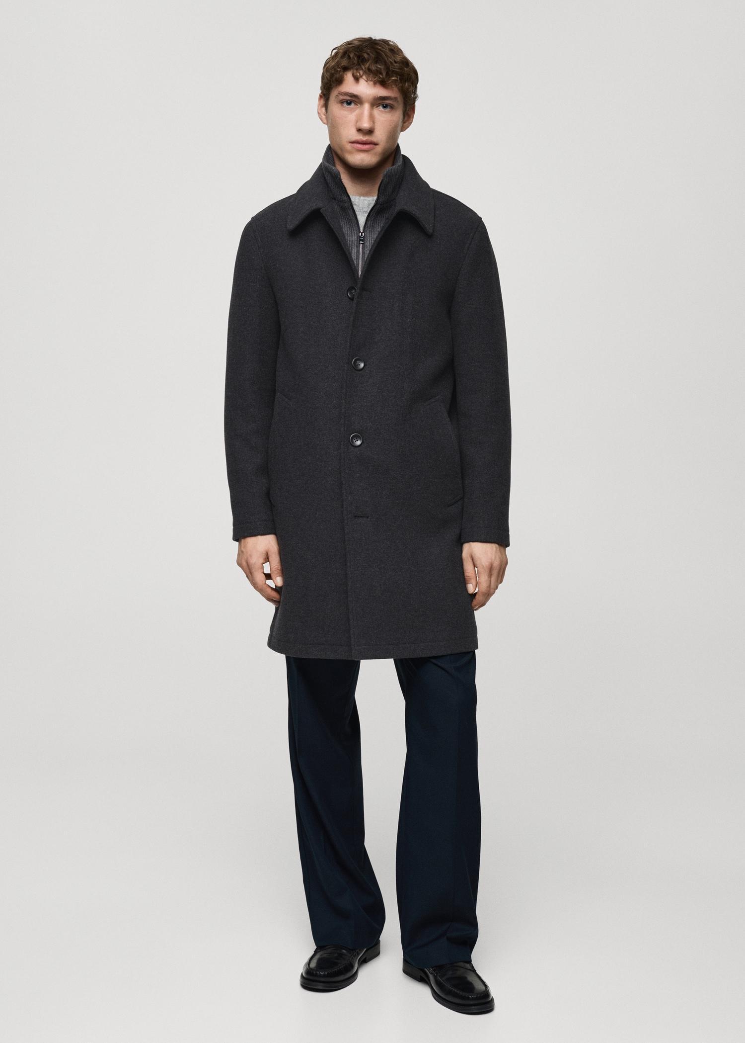 Wool coat with detachable corduroy breastplate - Men | MANGO USA Product Image
