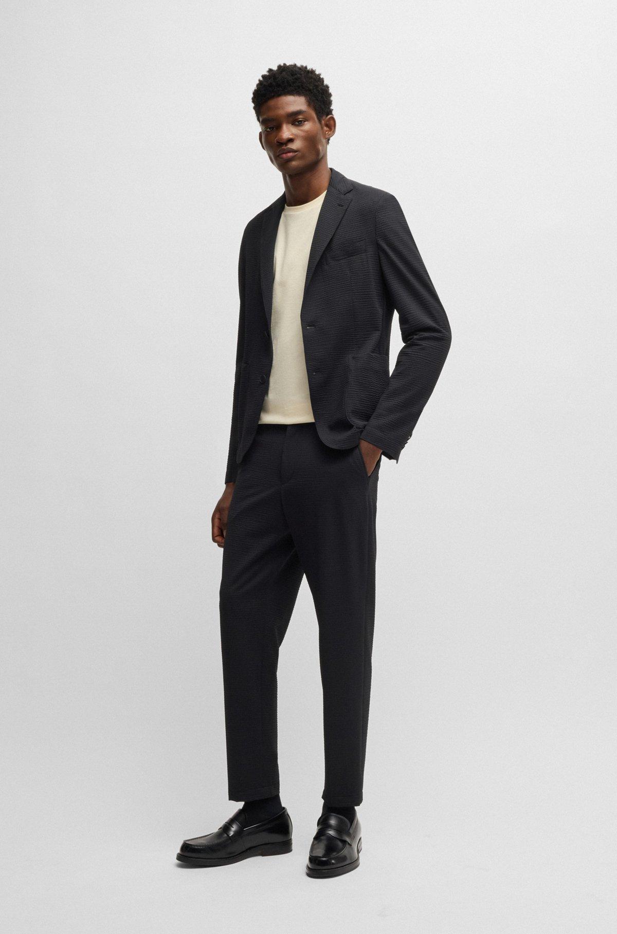 Slim-fit suit jacket in stretch seersucker Product Image
