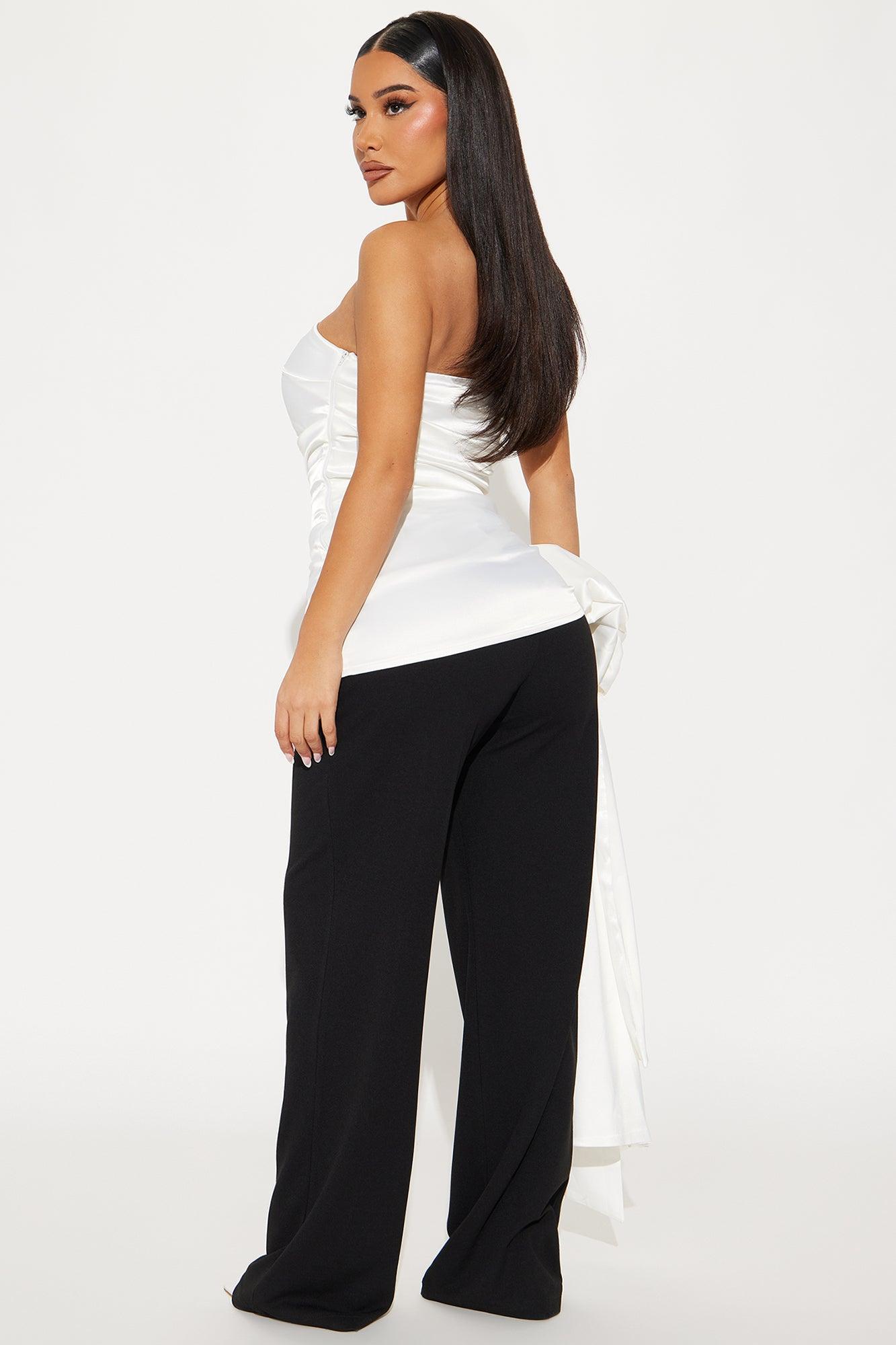 Marlina Bow Satin Top - White Product Image