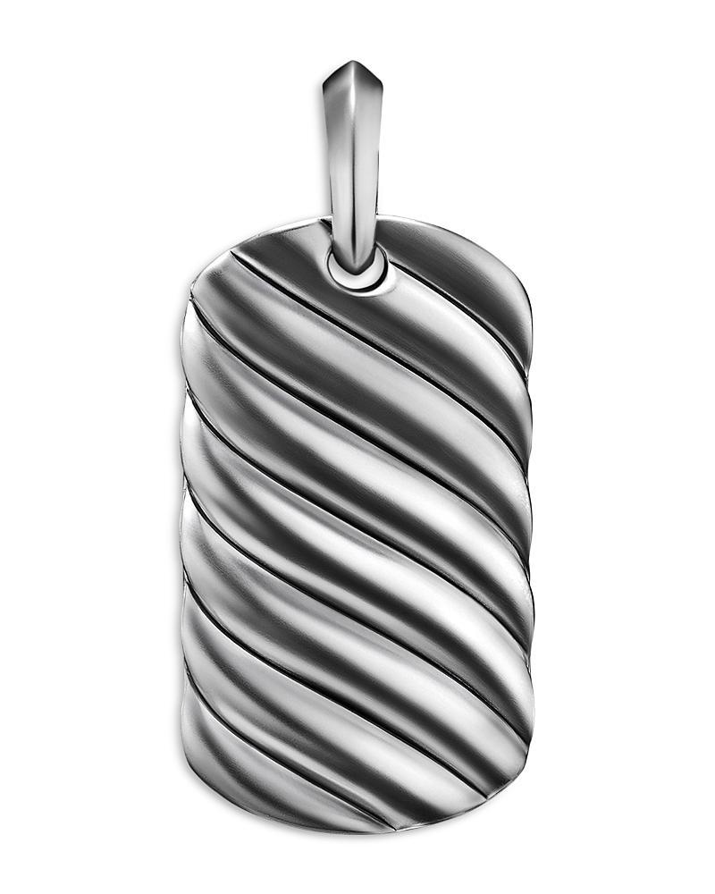 David Yurman Mens Sculpted Cable Tag in Sterling Silver, 35mm Product Image