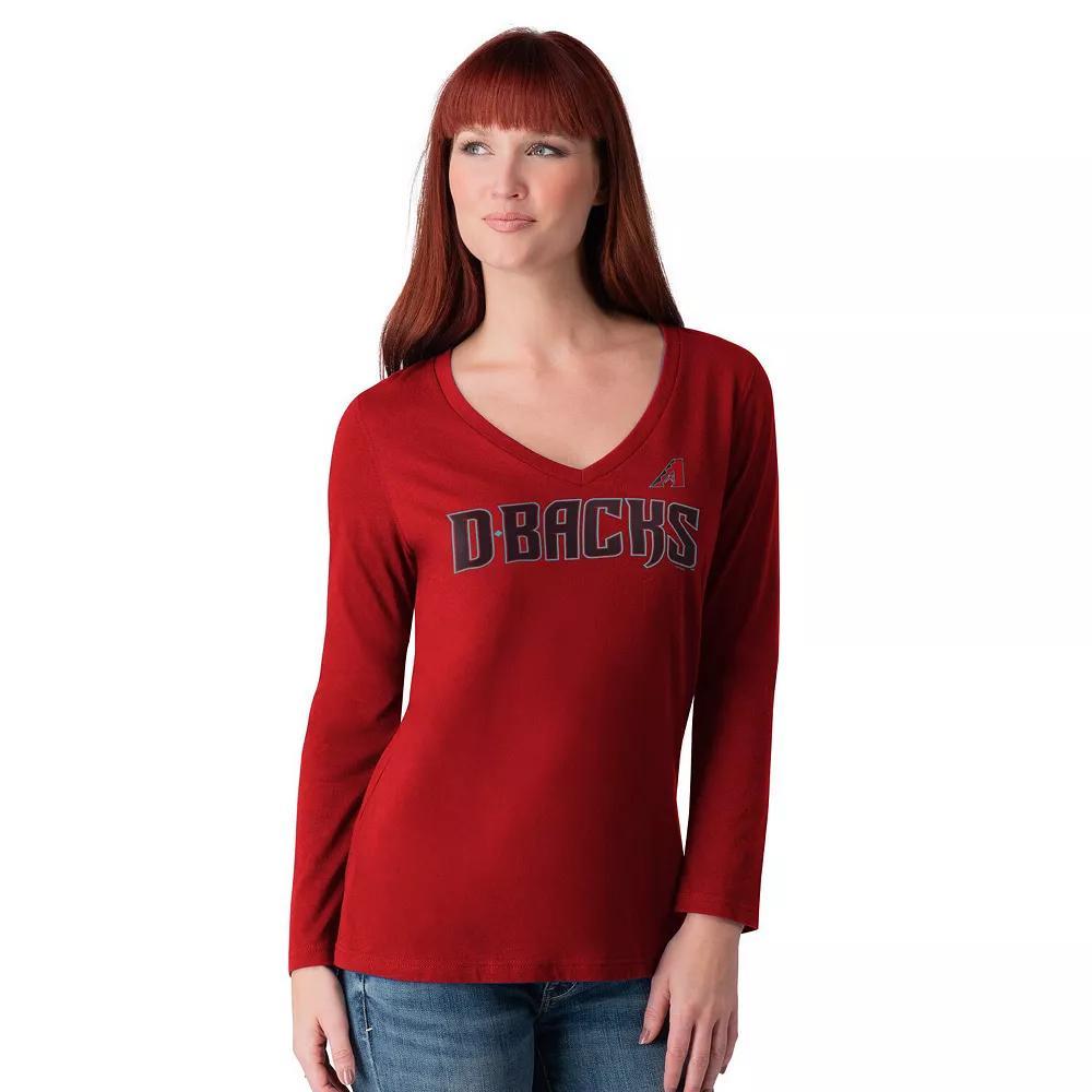 Women's G-III 4Her by Carl Banks Royal New York Giants Post Season Long Sleeve V-Neck T-Shirt, Size: XL, Blue Product Image