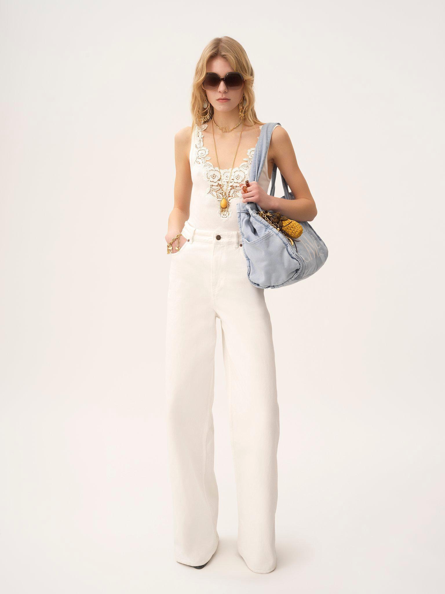 High-rise wide-leg jeans in denim Product Image