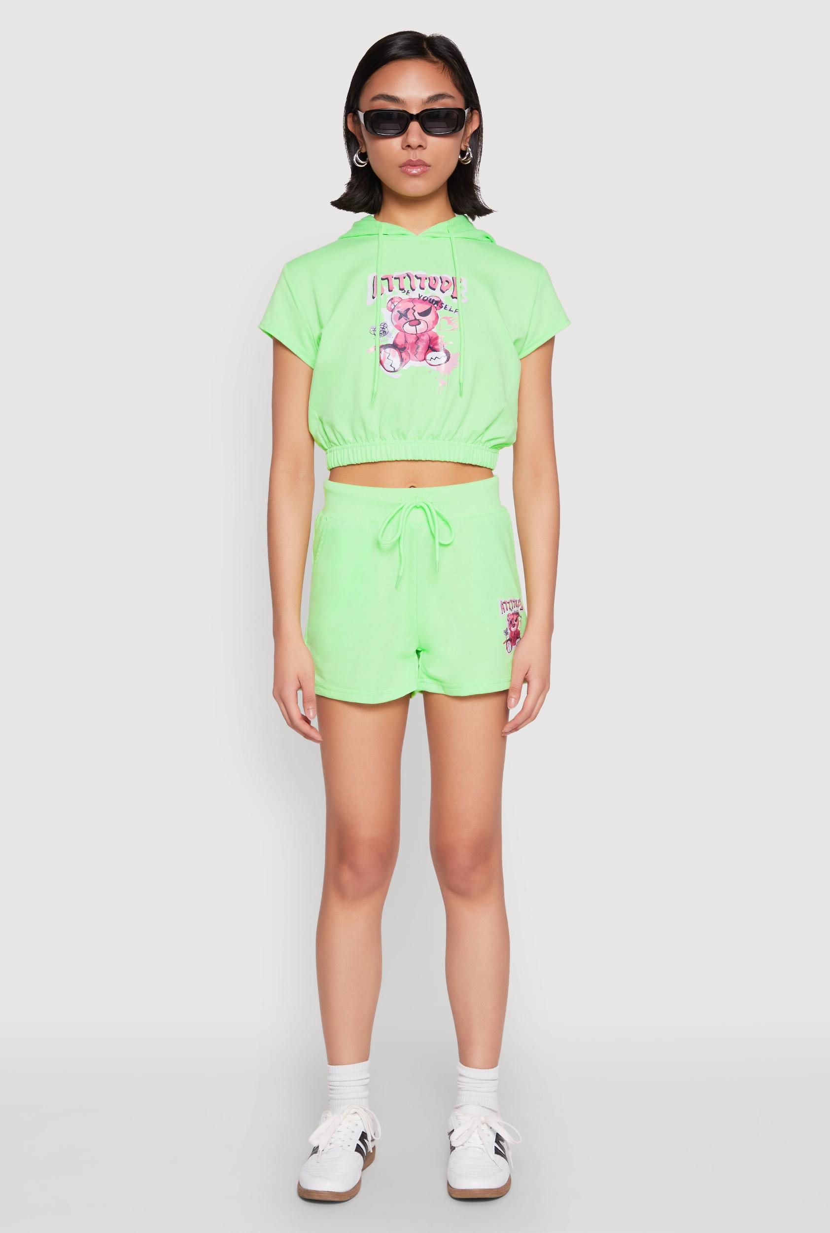Womens French Terry Bear Graphic Shorts Product Image