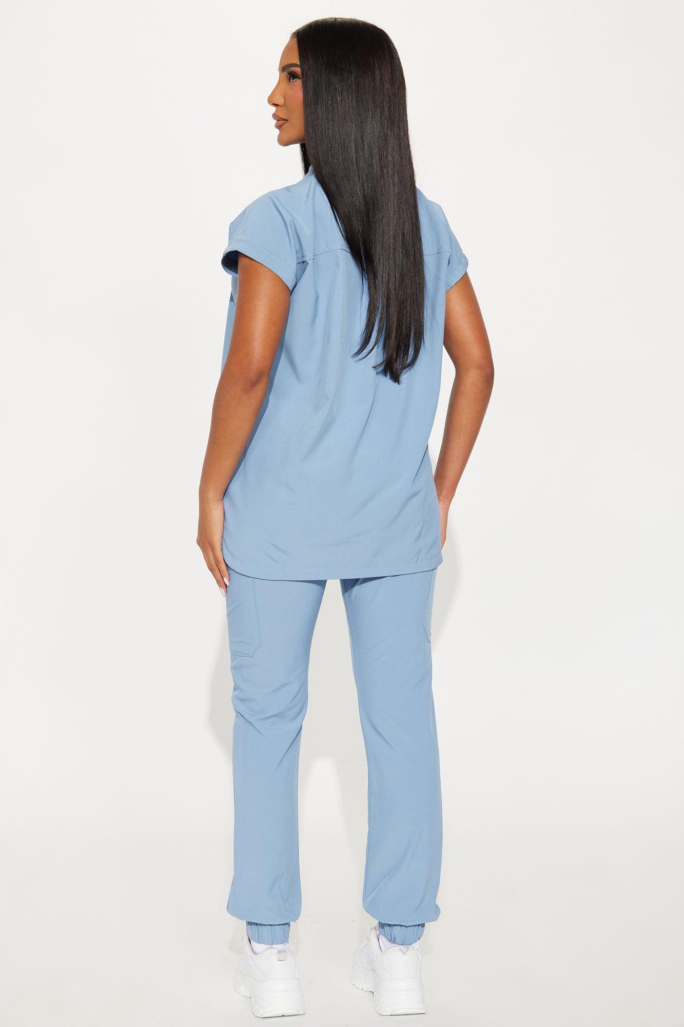 On Call Assist Sleeveless Jogger Scrub Set - Slate Blue Female Product Image