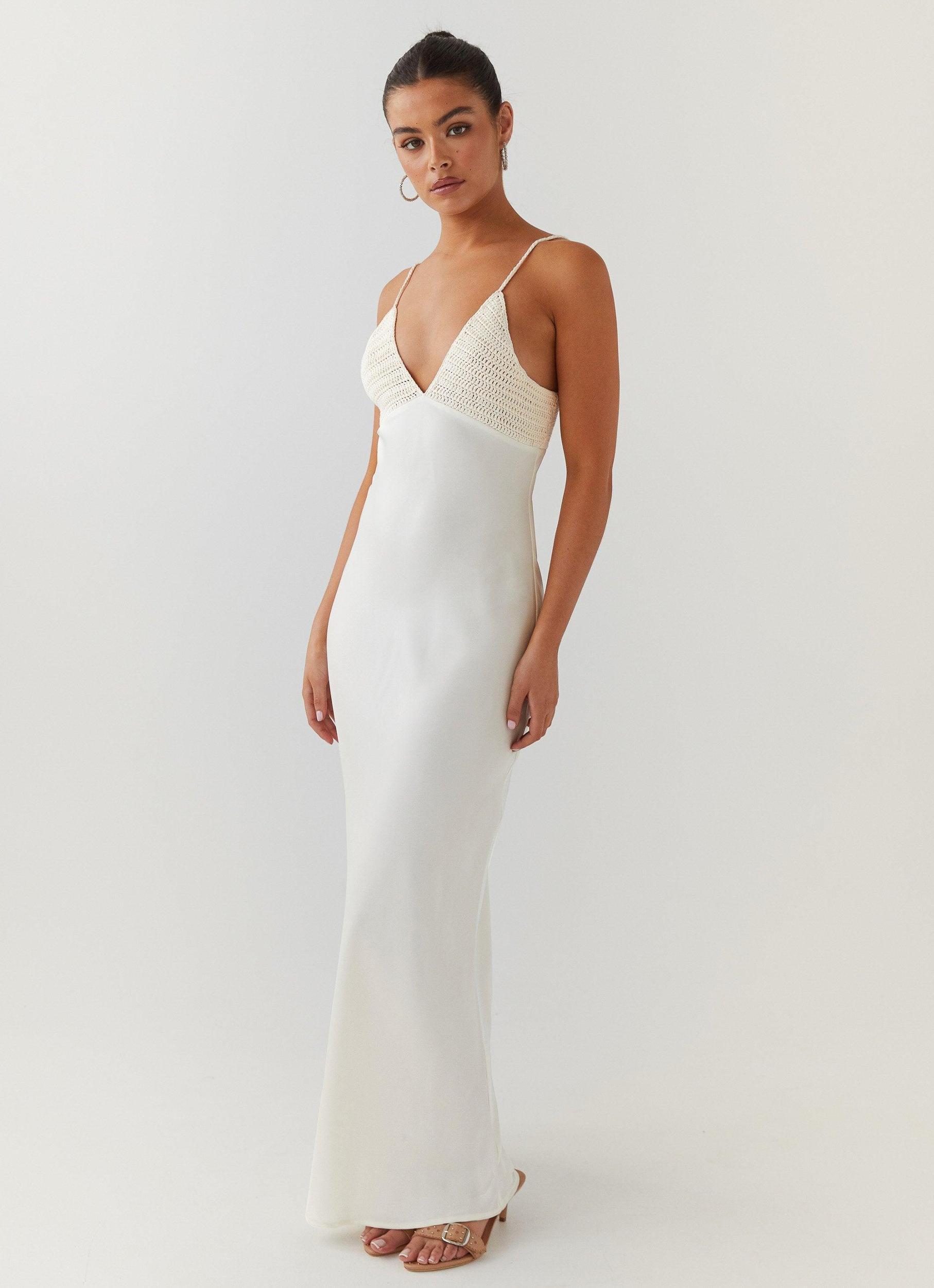 Perfect World Satin Maxi Dress - Pearl Dove Product Image