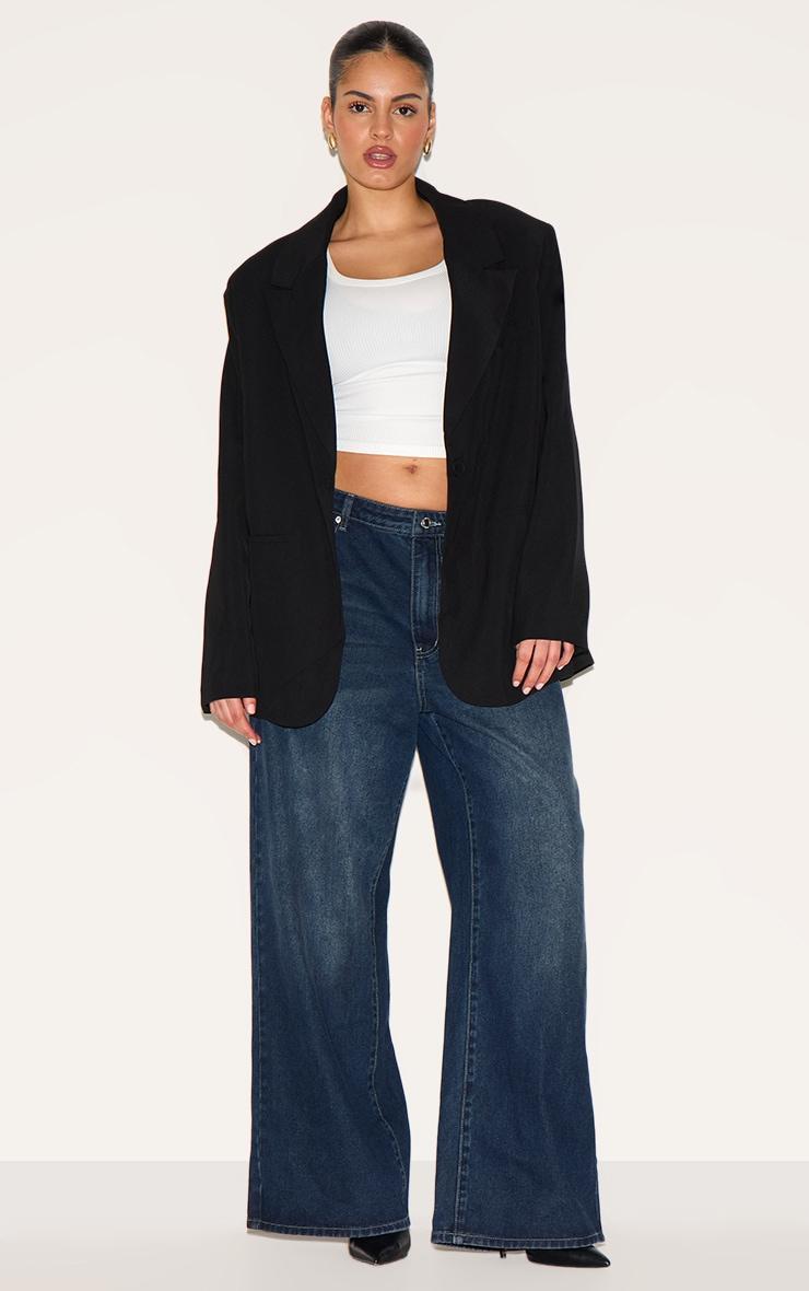 Plus Extreme Black Oversized Exaggerated Collar Blazer Product Image