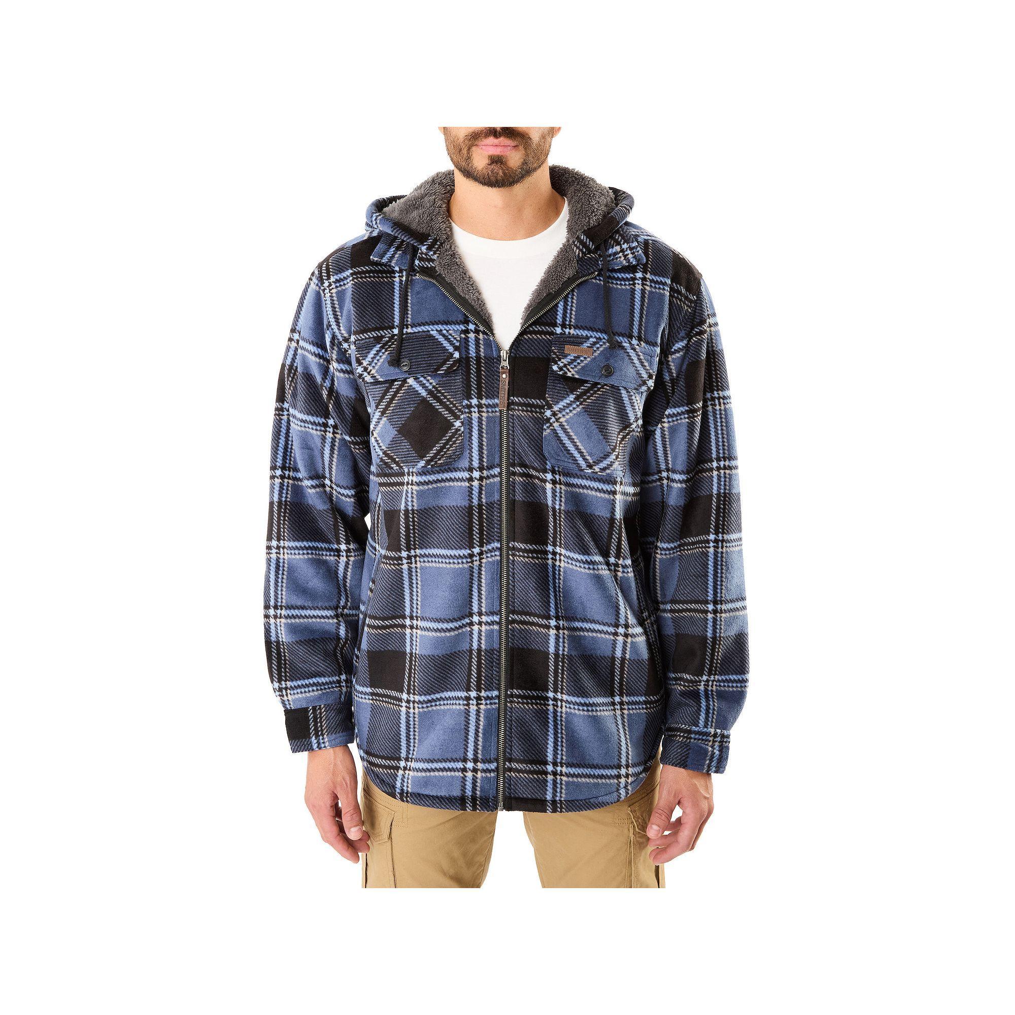 Men's Smith's Workwear Sherpa-Lined Microfleece Shirt-Jacket, Size: XL, Blue 467 Product Image