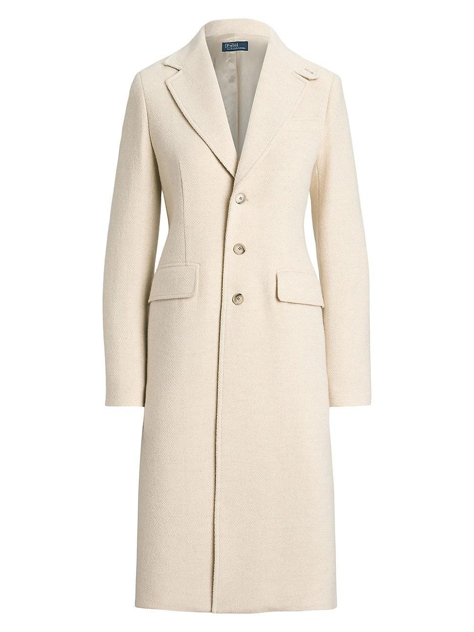 Womens Herringbone Wool-Blend Single-Breasted Coat Product Image