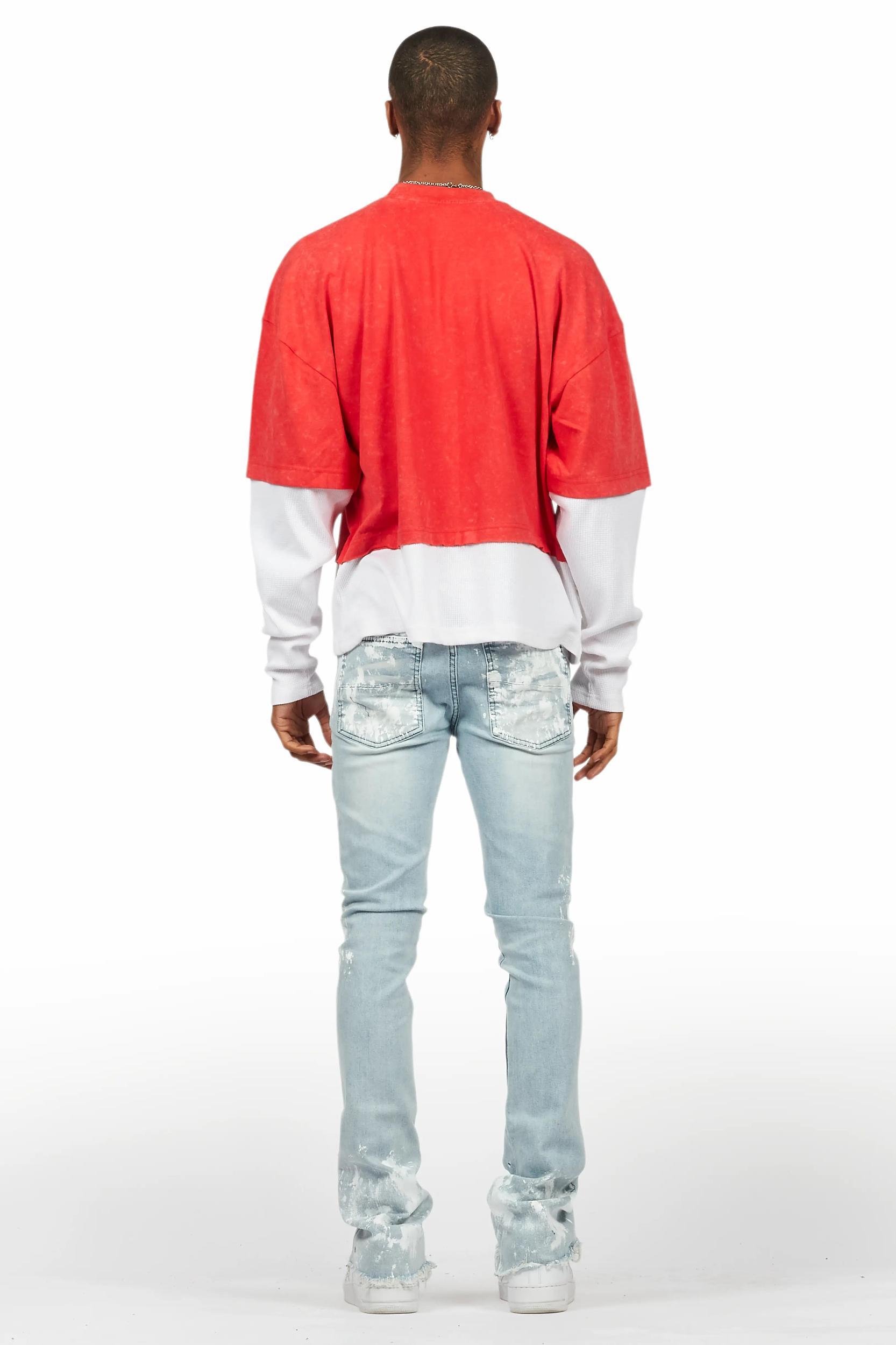 Kodak Blue/White Painter Stacked Flare Jean Male Product Image
