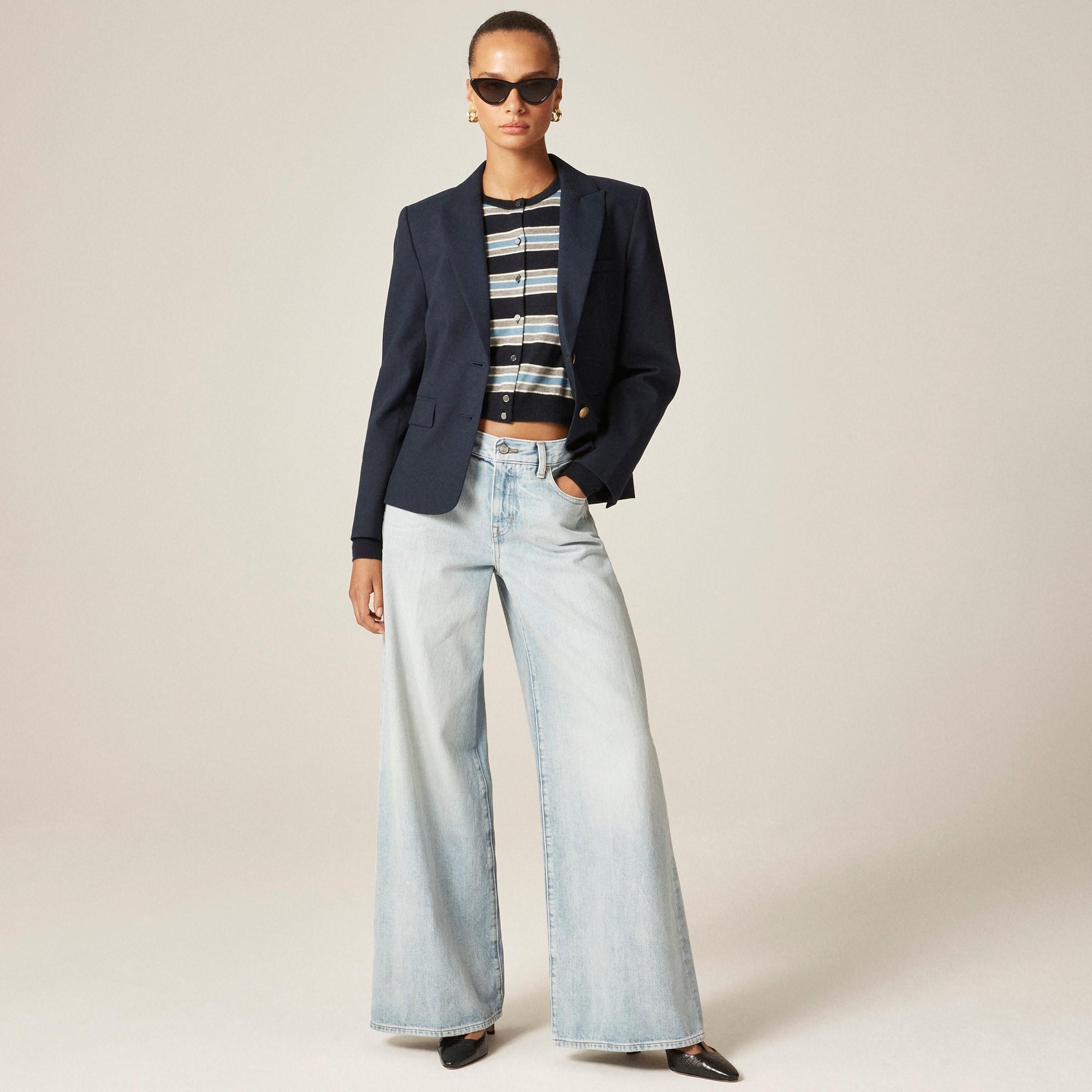 Featherweight cashmere cardigan in stripe Product Image
