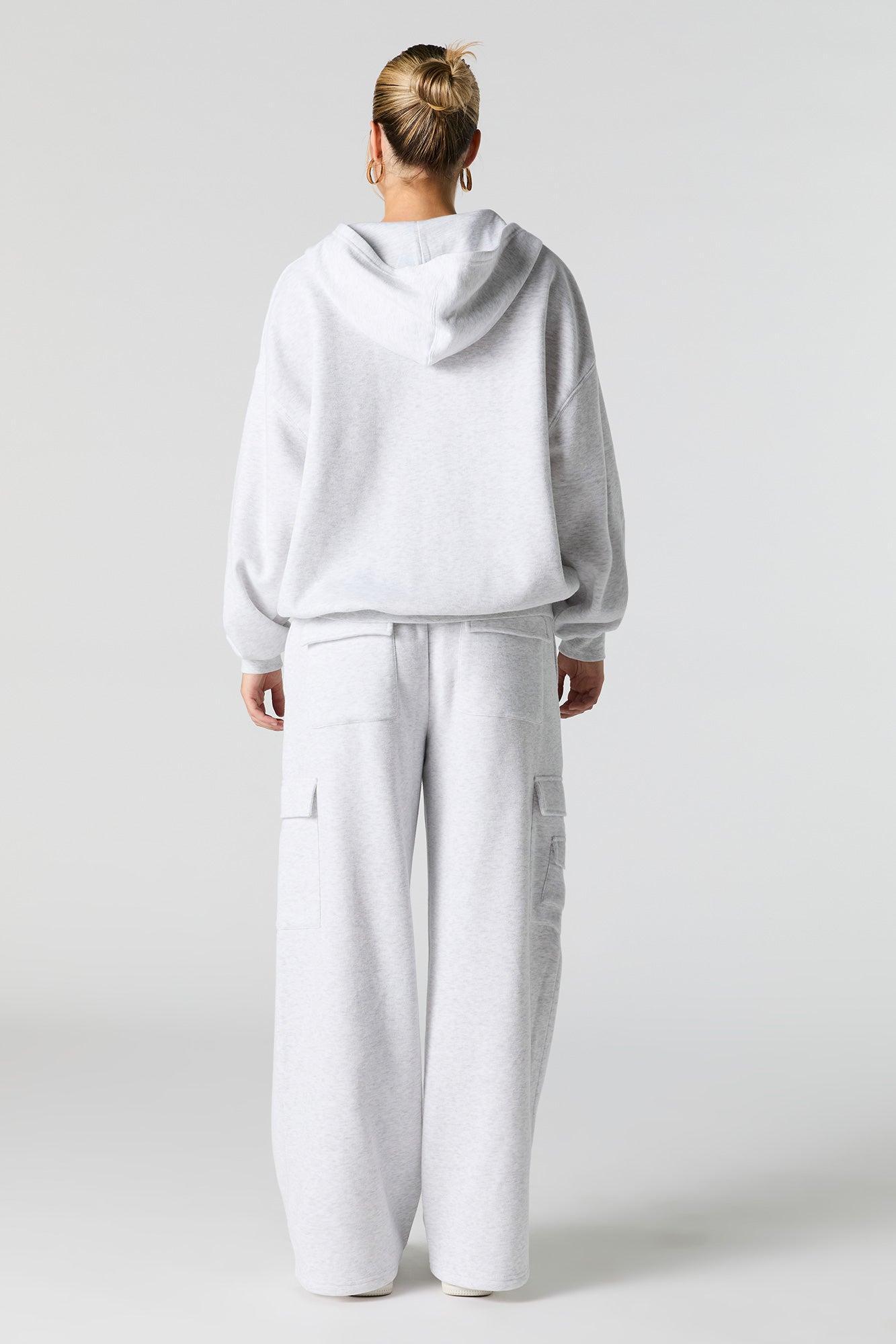Solid Fleece Wide Leg Cargo Sweatpant Female Product Image