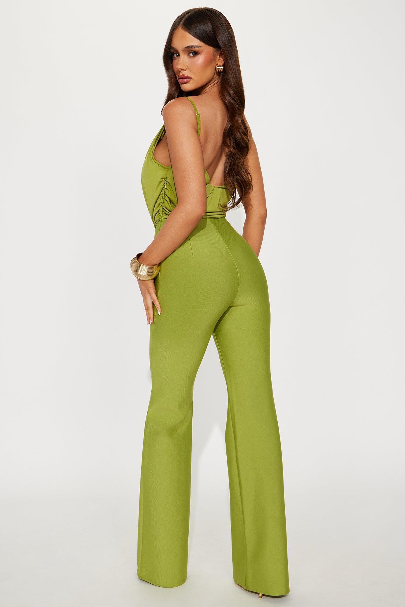 Come A Bit Closer Bandage Jumpsuit - Chartreuse Product Image