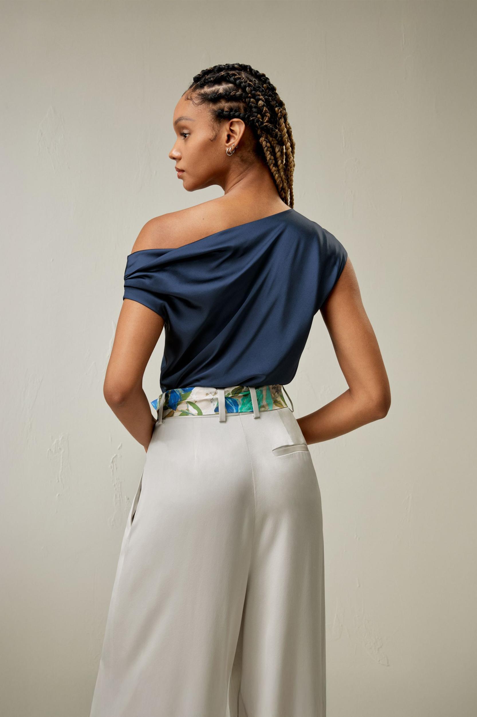 Boat Neck Silk Top Product Image