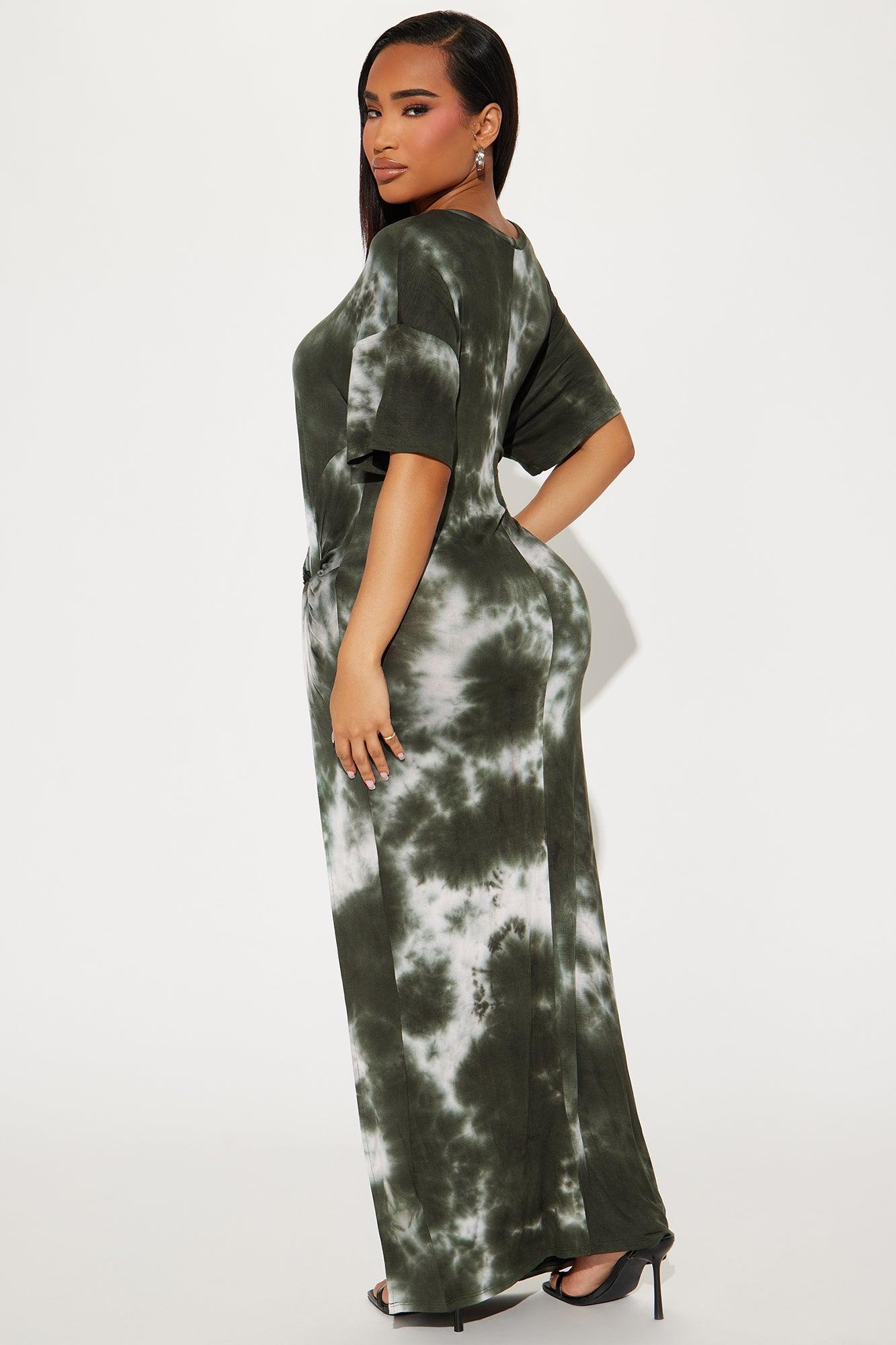 Malikai Tie Dye Maxi Dress - Olive/combo Product Image
