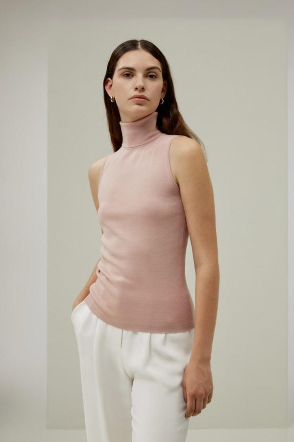 Minimalist Sleeveless Turtleneck Top Product Image
