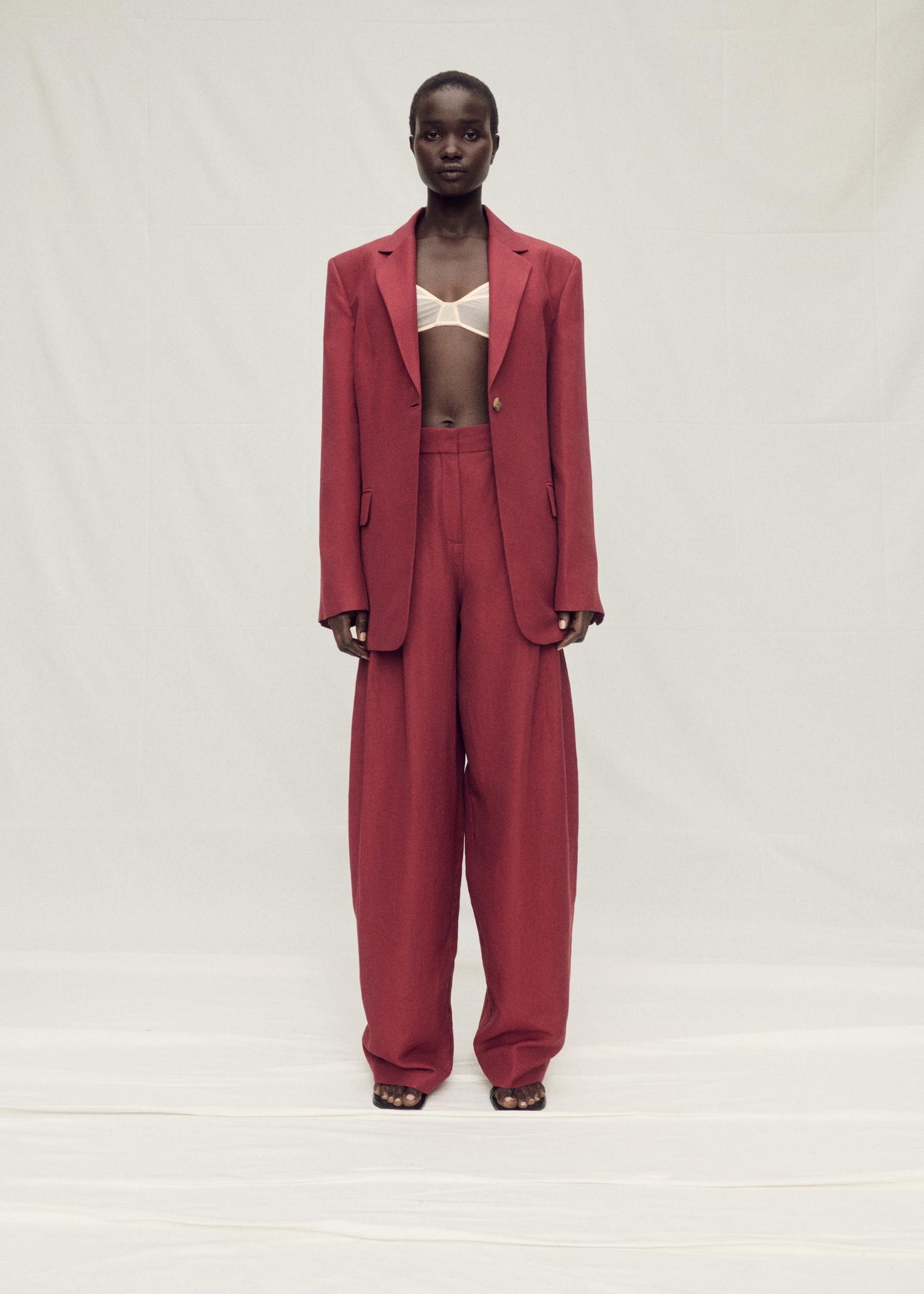 Linen-blend suit blazer - Women | MANGO USA Product Image