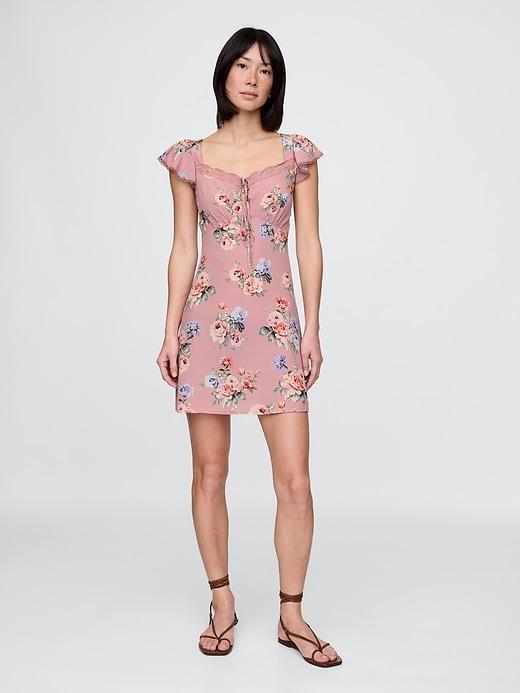 Crepe Flutter-Sleeve Mini Dress Product Image