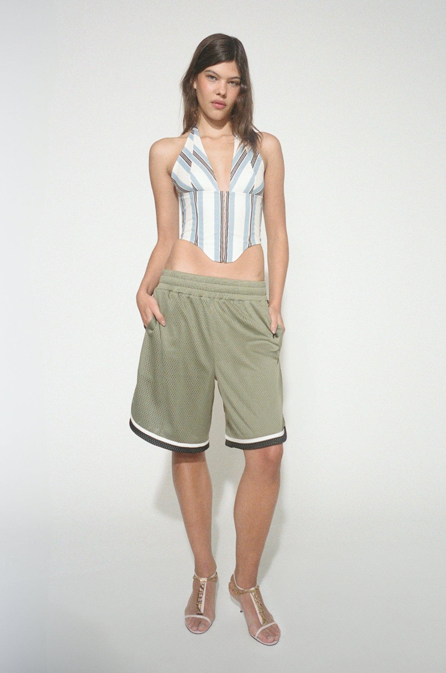 MARA CORSET - BLACK AND BLUE STRIPE Product Image