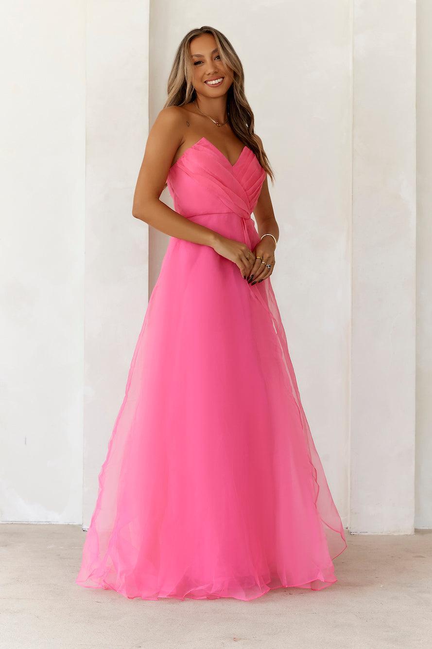 Queen Of The Ball Strapless Maxi Dress Pink Product Image