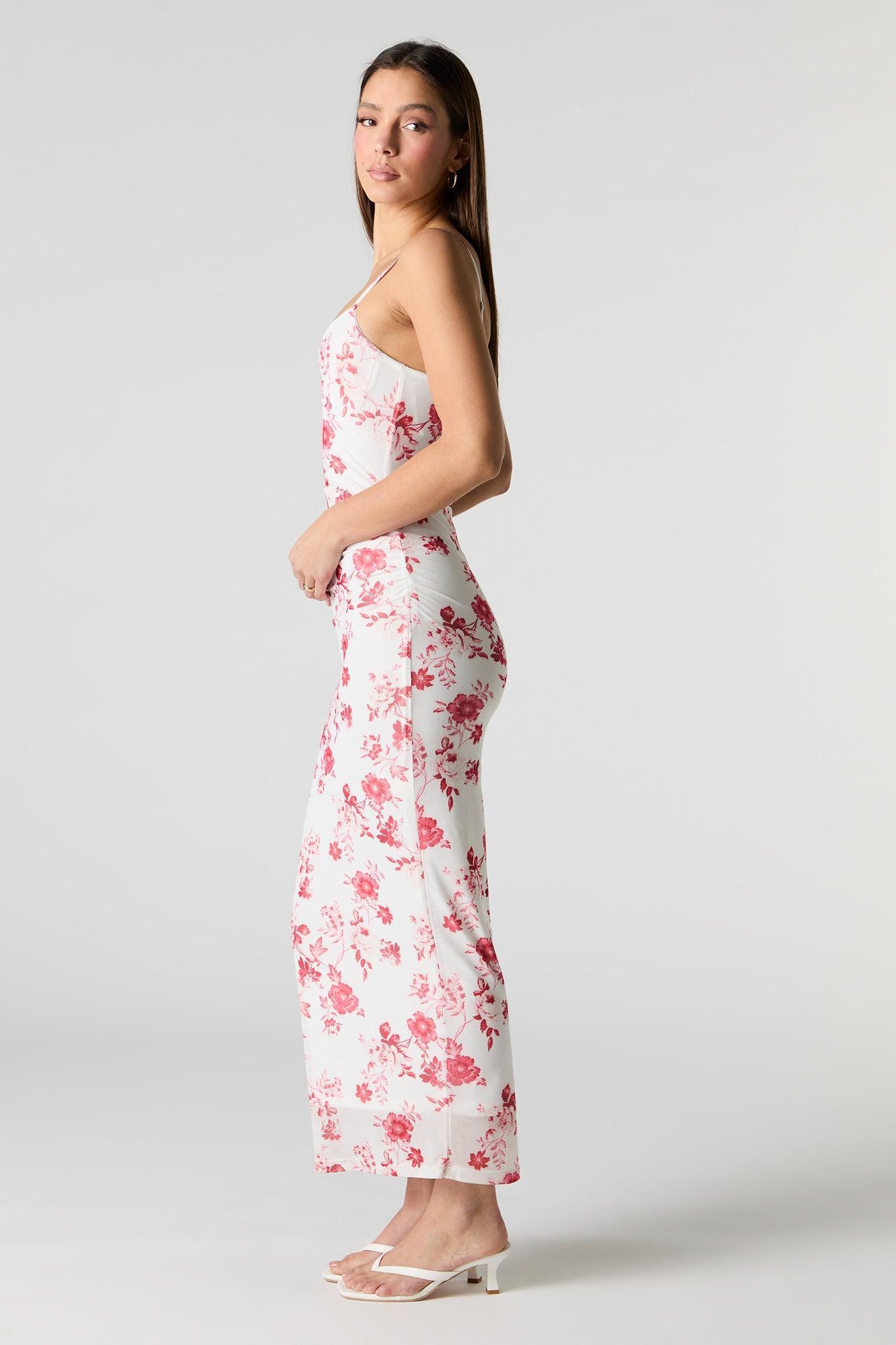 Printed Mesh Bustier Maxi Dress Female Product Image