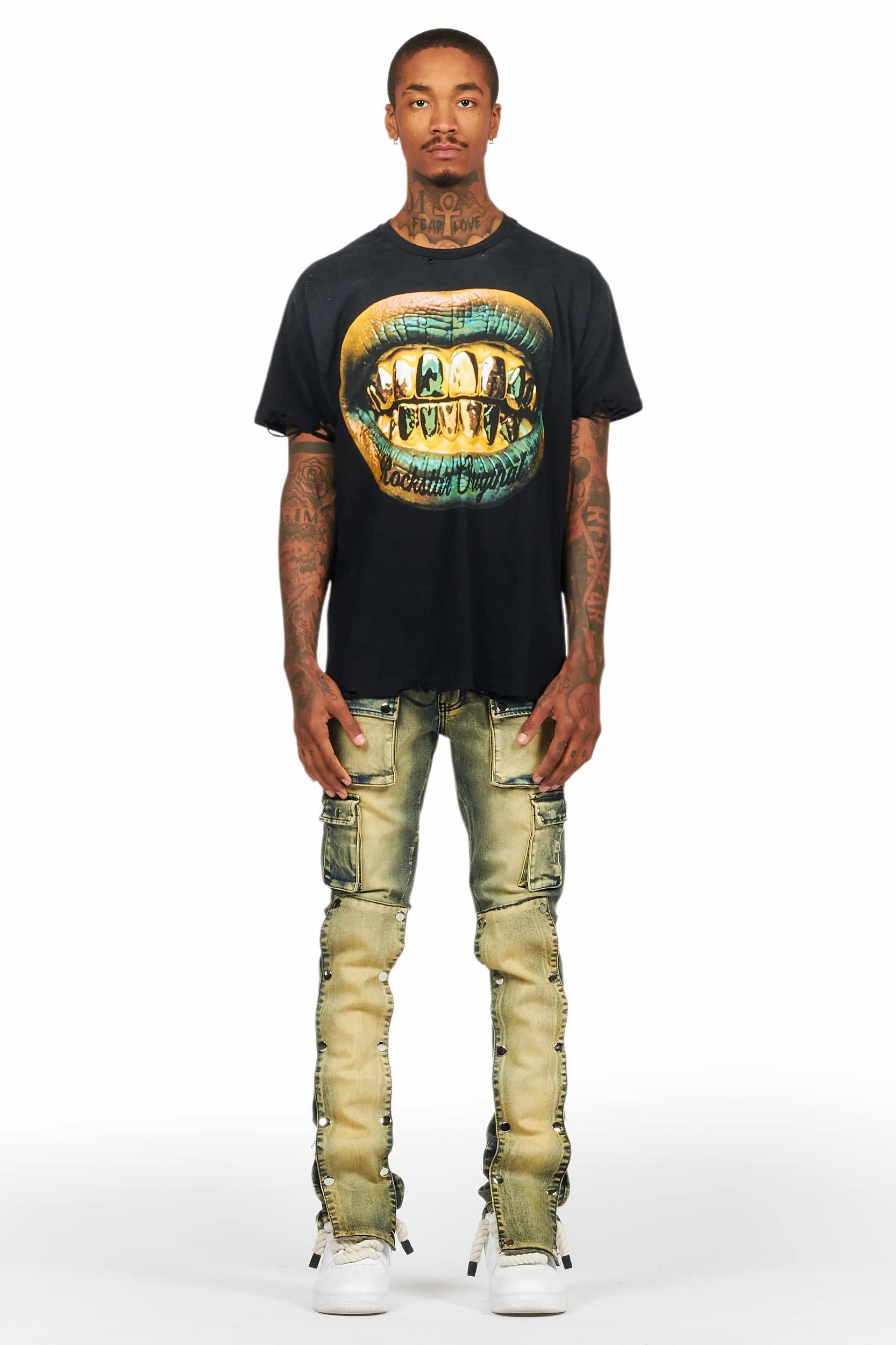 Gonen Black Oversized Graphic T-Shirt Male Product Image