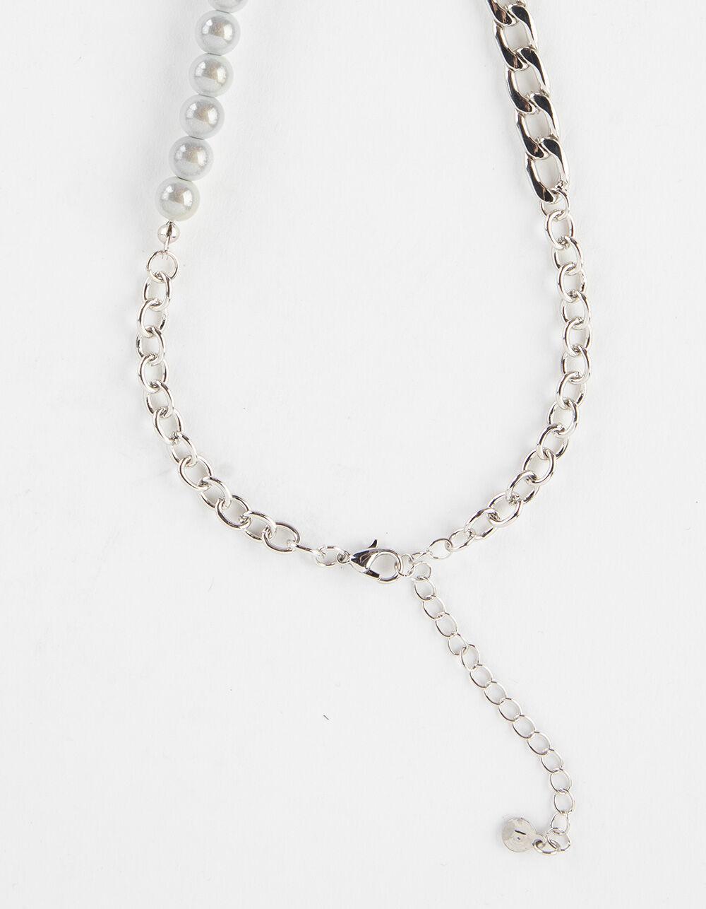 FULL TILT Butterfly & Pearl Chain Necklace - SILVER Product Image
