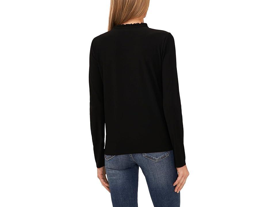 CeCe Long Sleeve Half Placket Knit Blouse (New Ivory) Women's Clothing Product Image