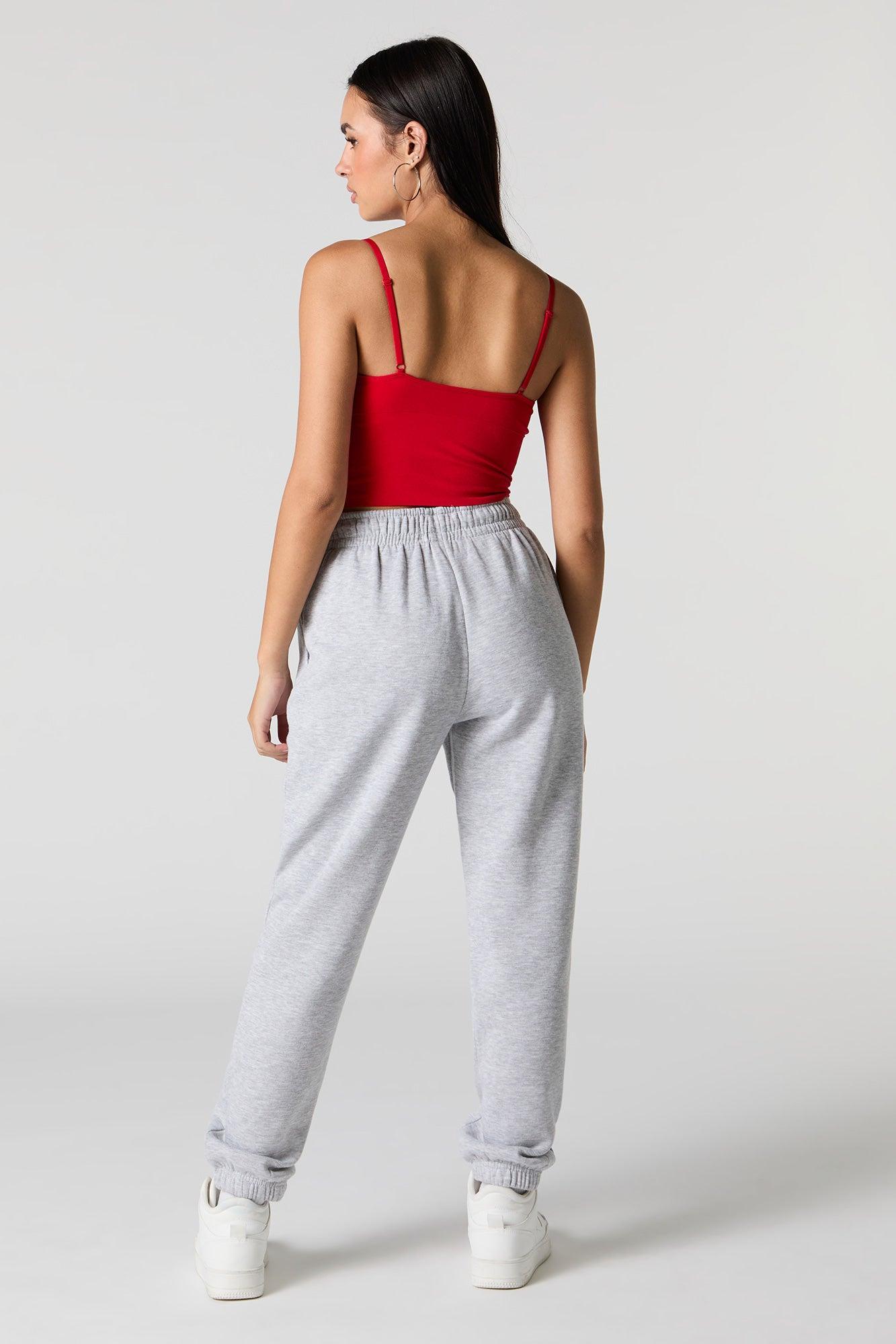 High Rise Solid Fleece Jogger Female Product Image