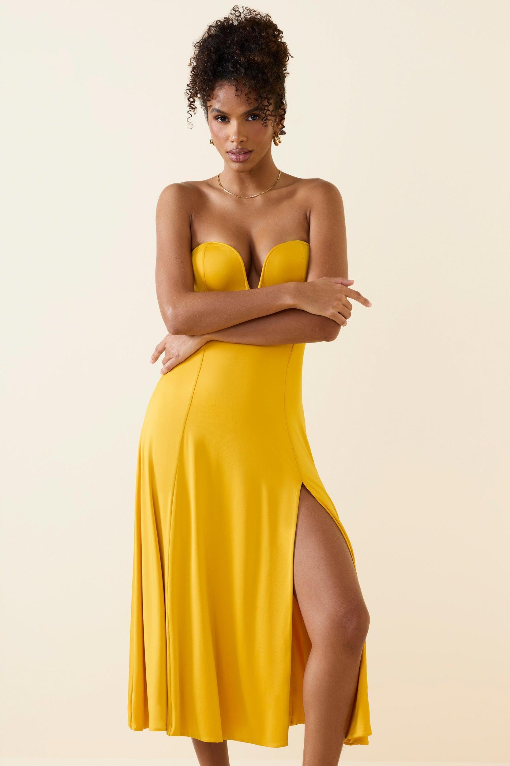 Bandeau Midaxi Dress in Golden Yellow Product Image