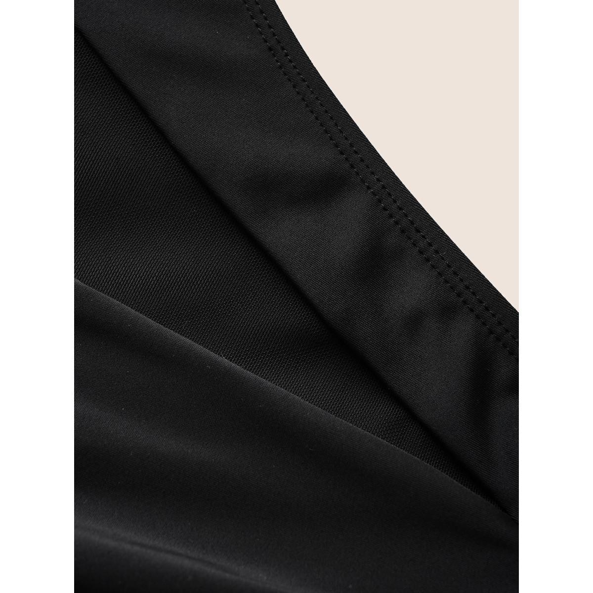 Plus Size Plain Button Detail Skinny Swim Bottom Women's Swimwear Black Beach Button High stretch Skinny High Rise Curve Swim Bottoms BloomChic 18-20/2X Product Image