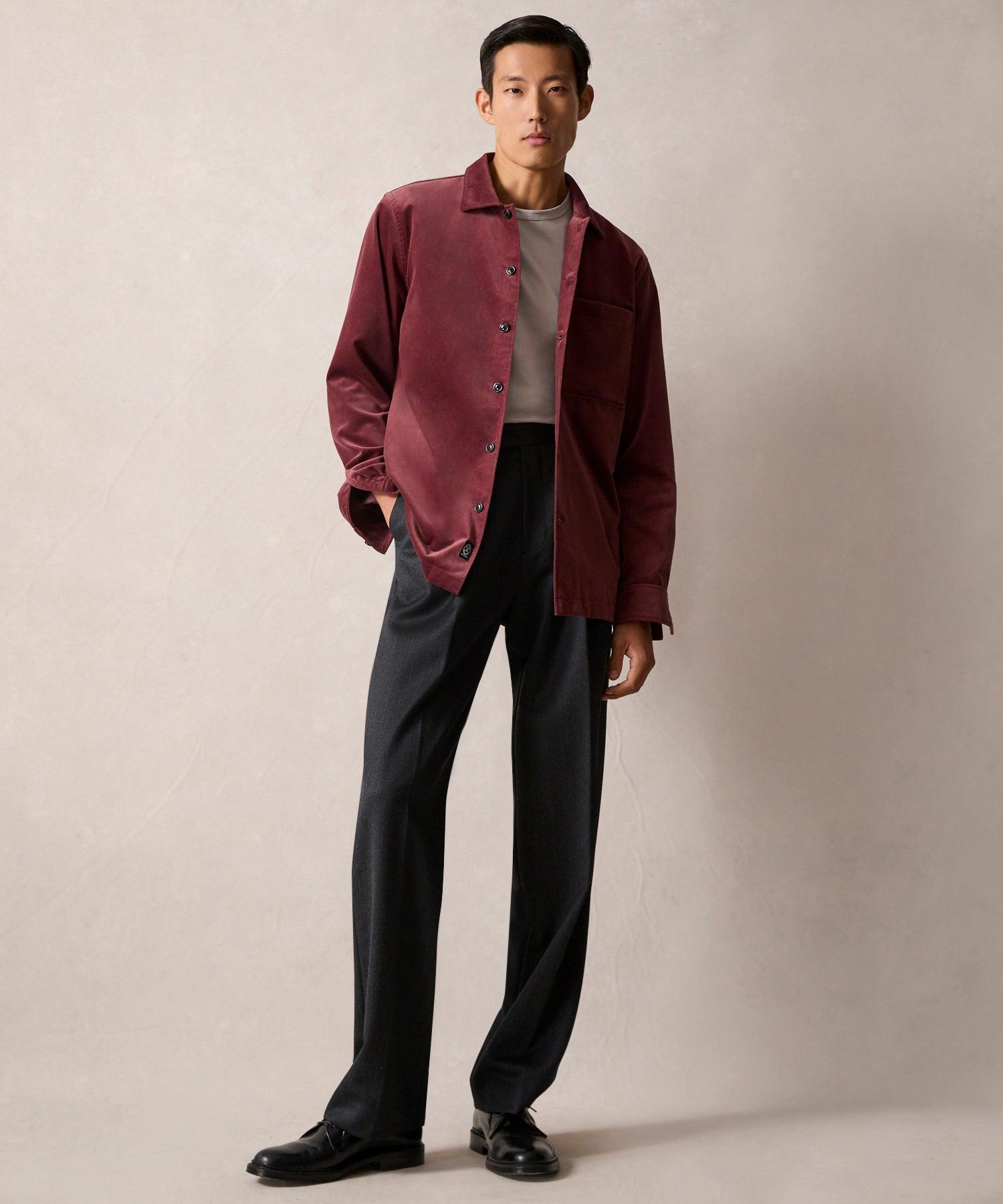 Italian Velvet Overshirt in Dove Grey Product Image