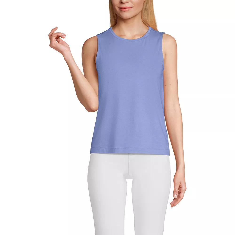 Women's Lands' End Lightweight Jersey Tank Top, Size: Large, Sweet Orange Stripe Product Image