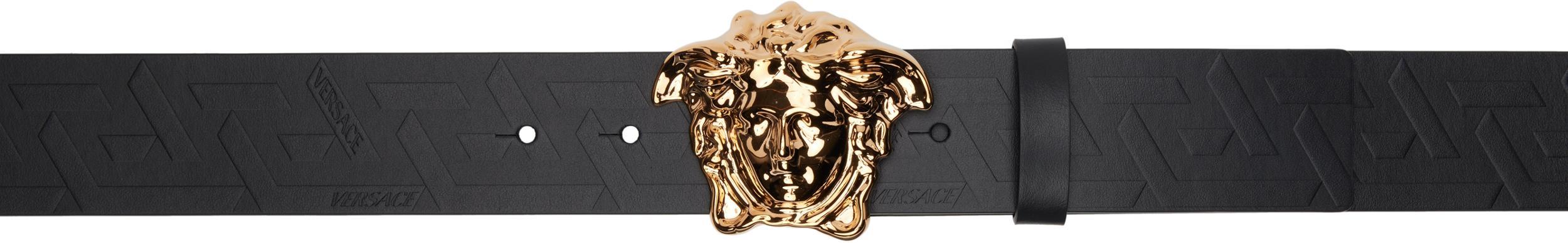 VERSACE La Medusa Leather Belt Man Belt Black Size 39.5 Calfskin Product Image
