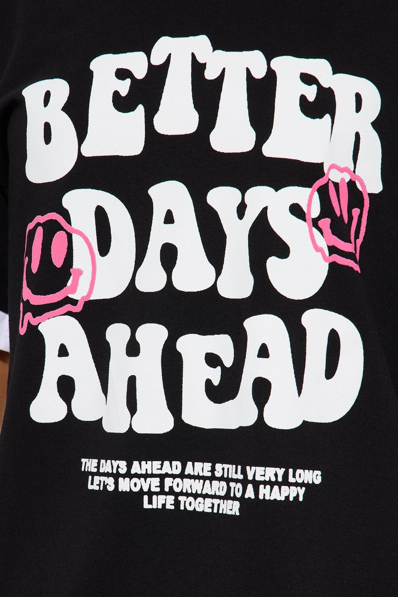 Better Days Ahead T-Shirt Mini Dress - Black/White Product Image