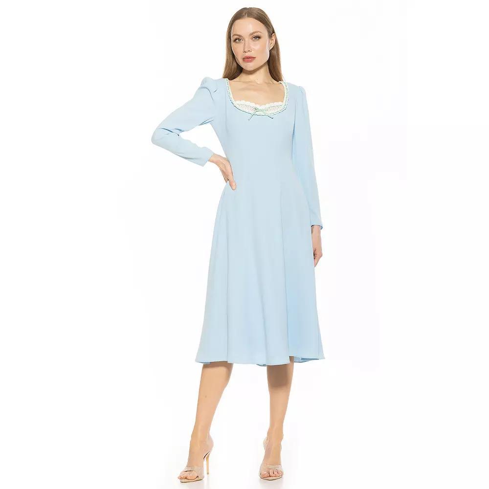 Women's ALEXIA ADMOR Zenaida Lace Portrait Neck Midi Dress, Size: 6, Ditzy Floral Product Image