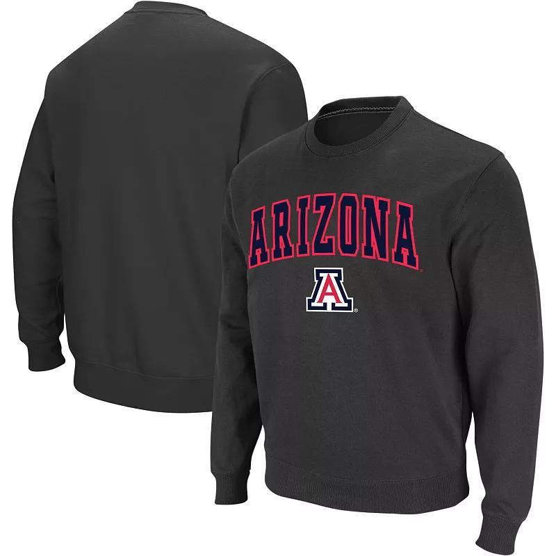 Men's Colosseum Charcoal Arizona Wildcats Arch & Logo Crew Neck Sweatshirt, Size: Medium Product Image