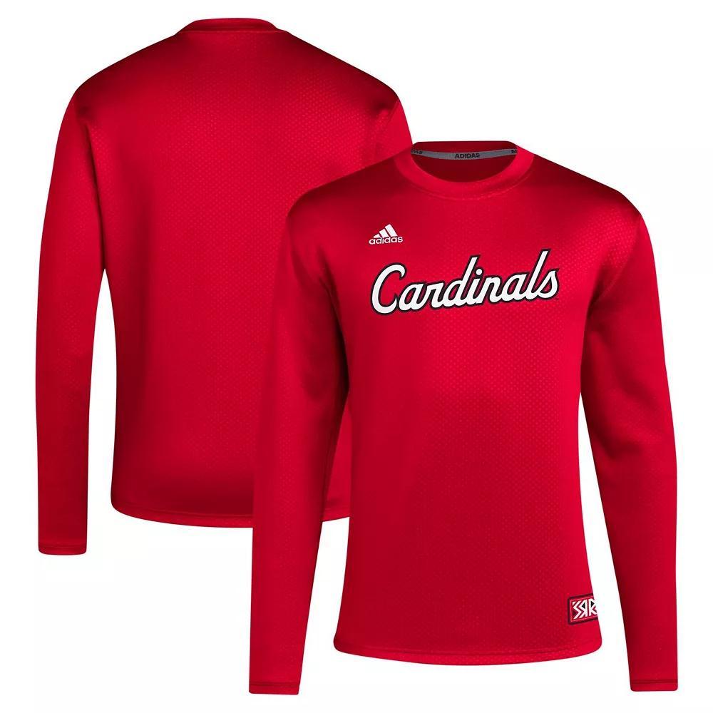 Mens adidas Louisville Cardinals Reverse Retro Baseball Script Pullover Sweatshirt Product Image