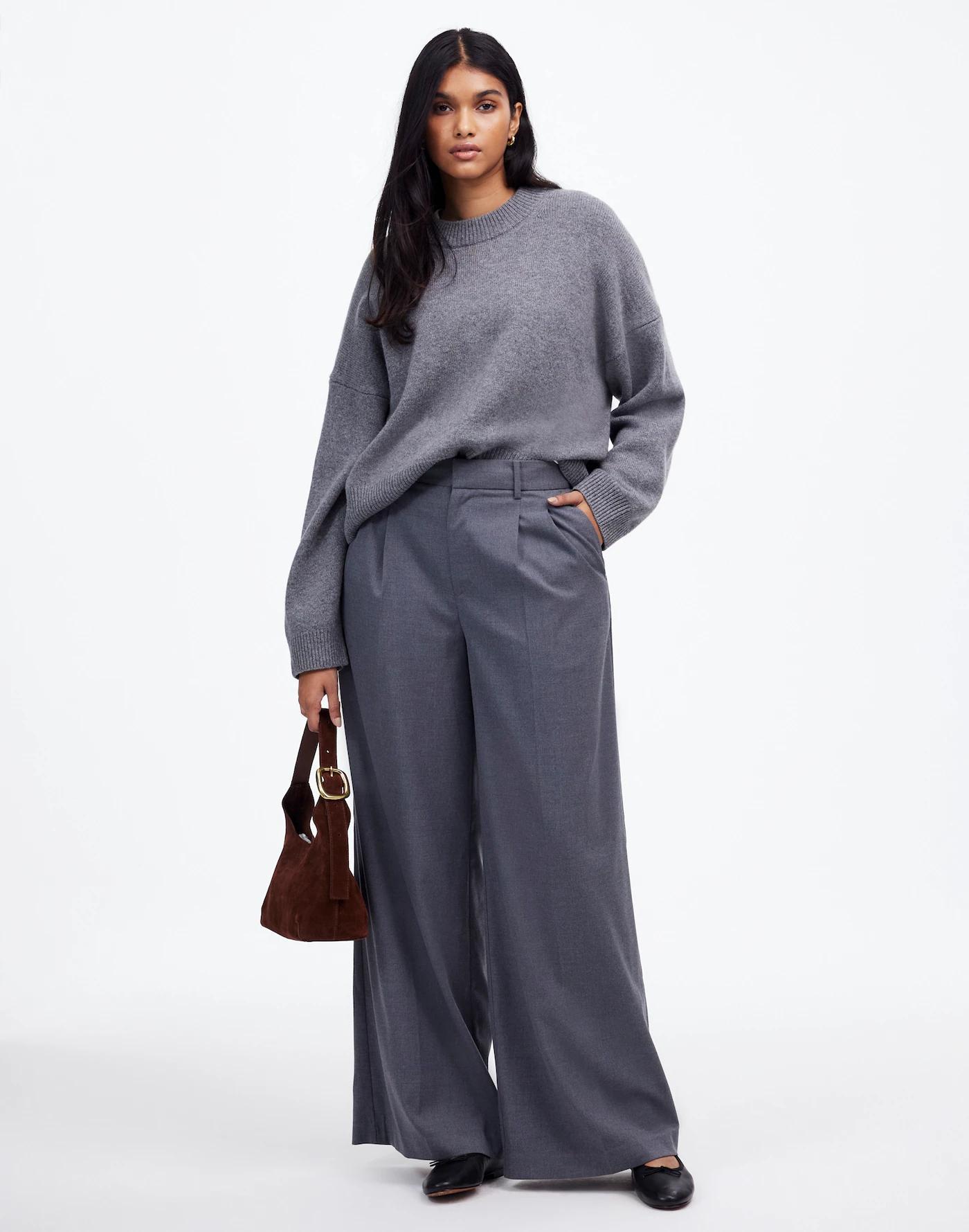 The Tall Harlow Superwide-Leg Trouser in Brushed Twill Product Image
