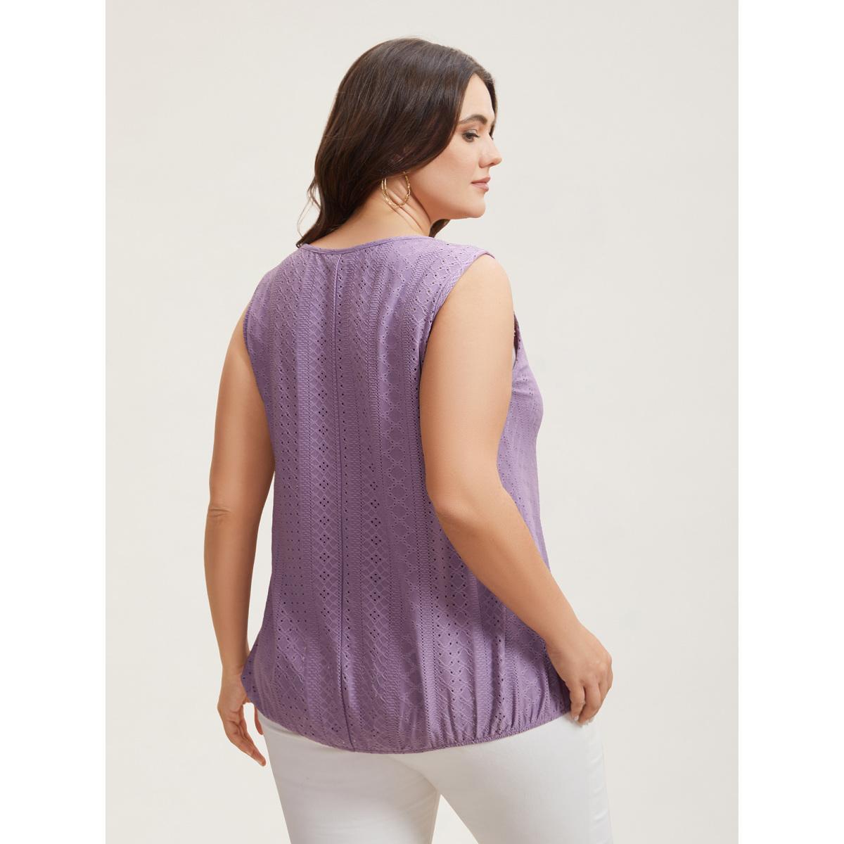 Plus Size Textured Button-Front Vest Women Mauve Casual Overlapping V-neck Everyday Tank Tops Camis BloomChic 22-24/3X Product Image