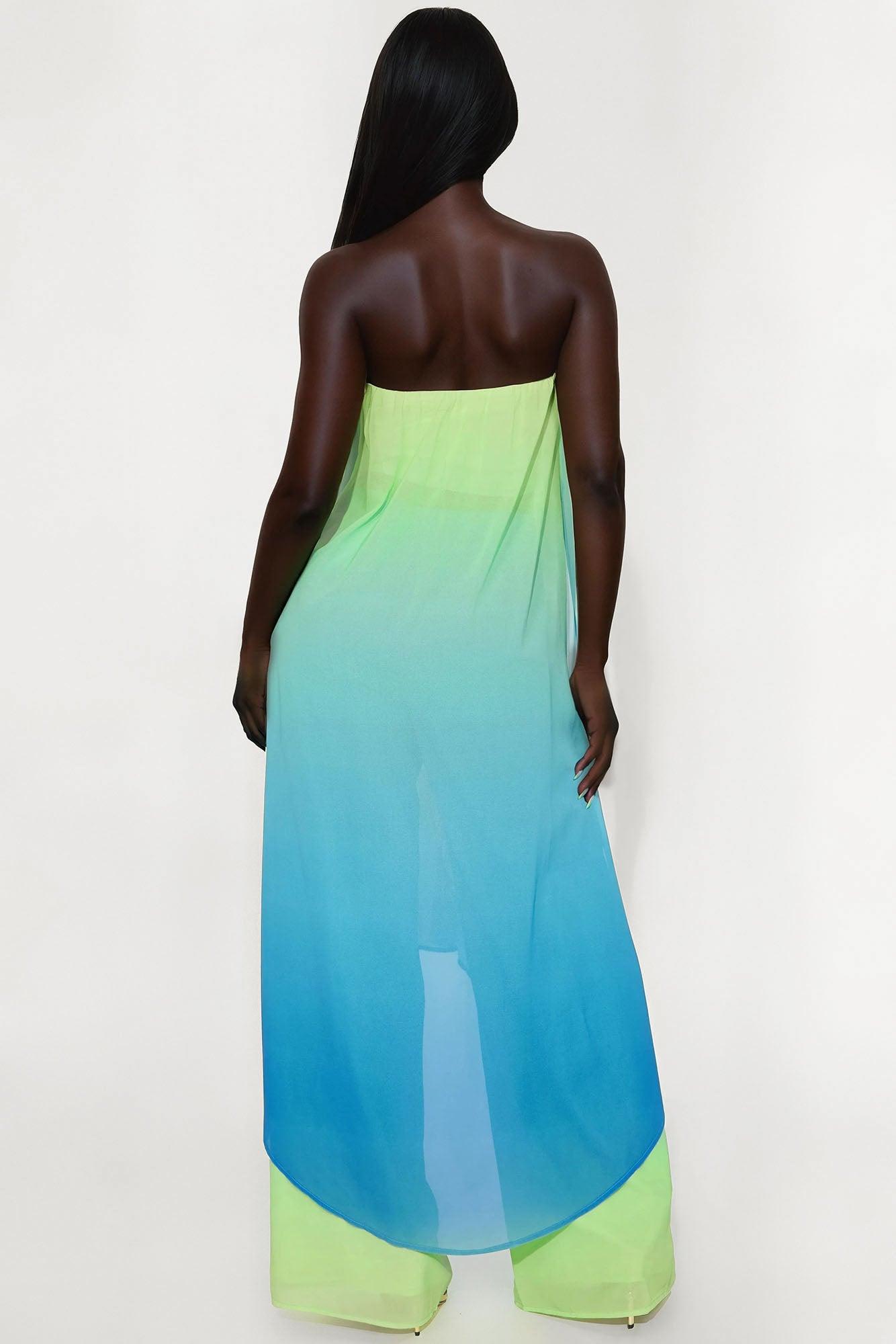 Wildflower Wish Ombre Wide Leg Pant Set - Blue/combo Product Image