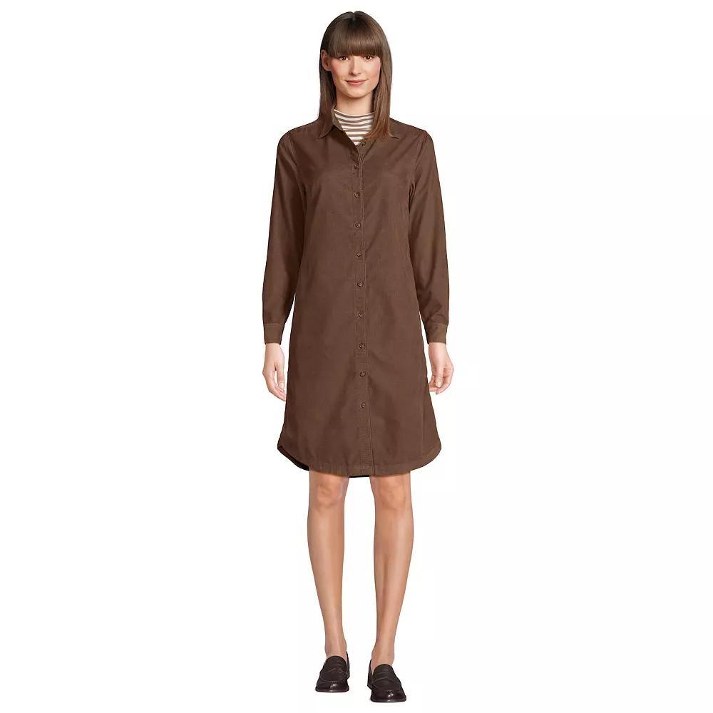 Womens Lands End Pinwale Cord Button Front Dress Product Image