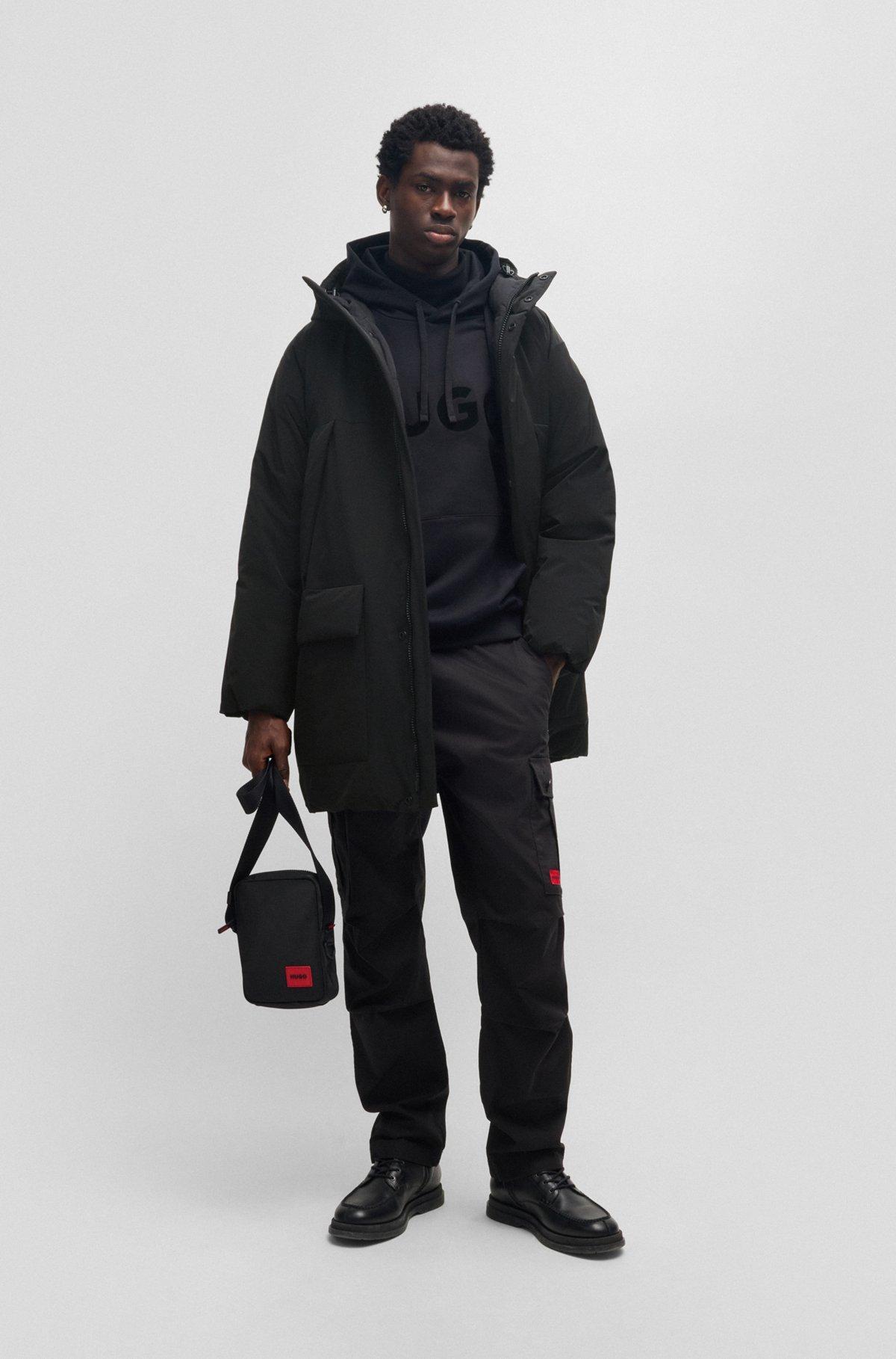 Water-repellent parka jacket in superblack fabric Product Image