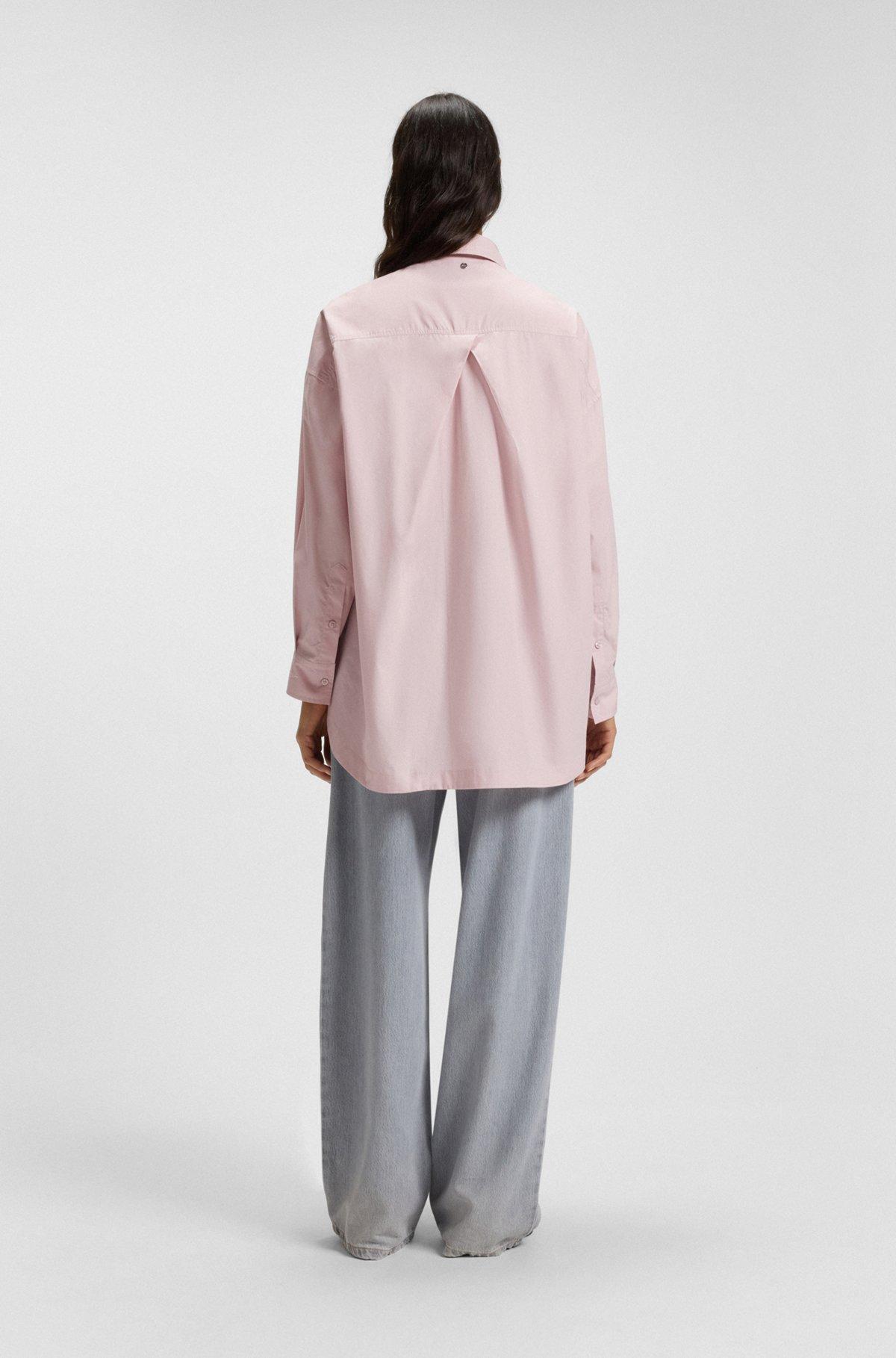 BOSS - Oversize-fit blouse in cotton poplin - Light Purple Product Image